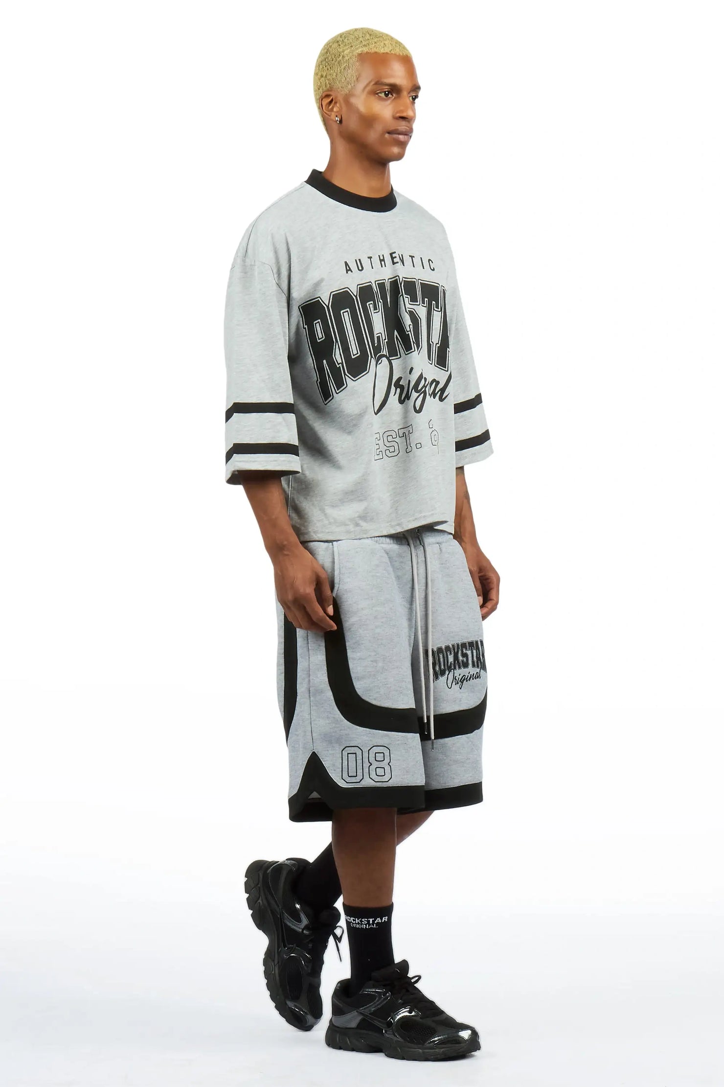Redford Heather Grey T-Shirt/Double Waisted Short Set