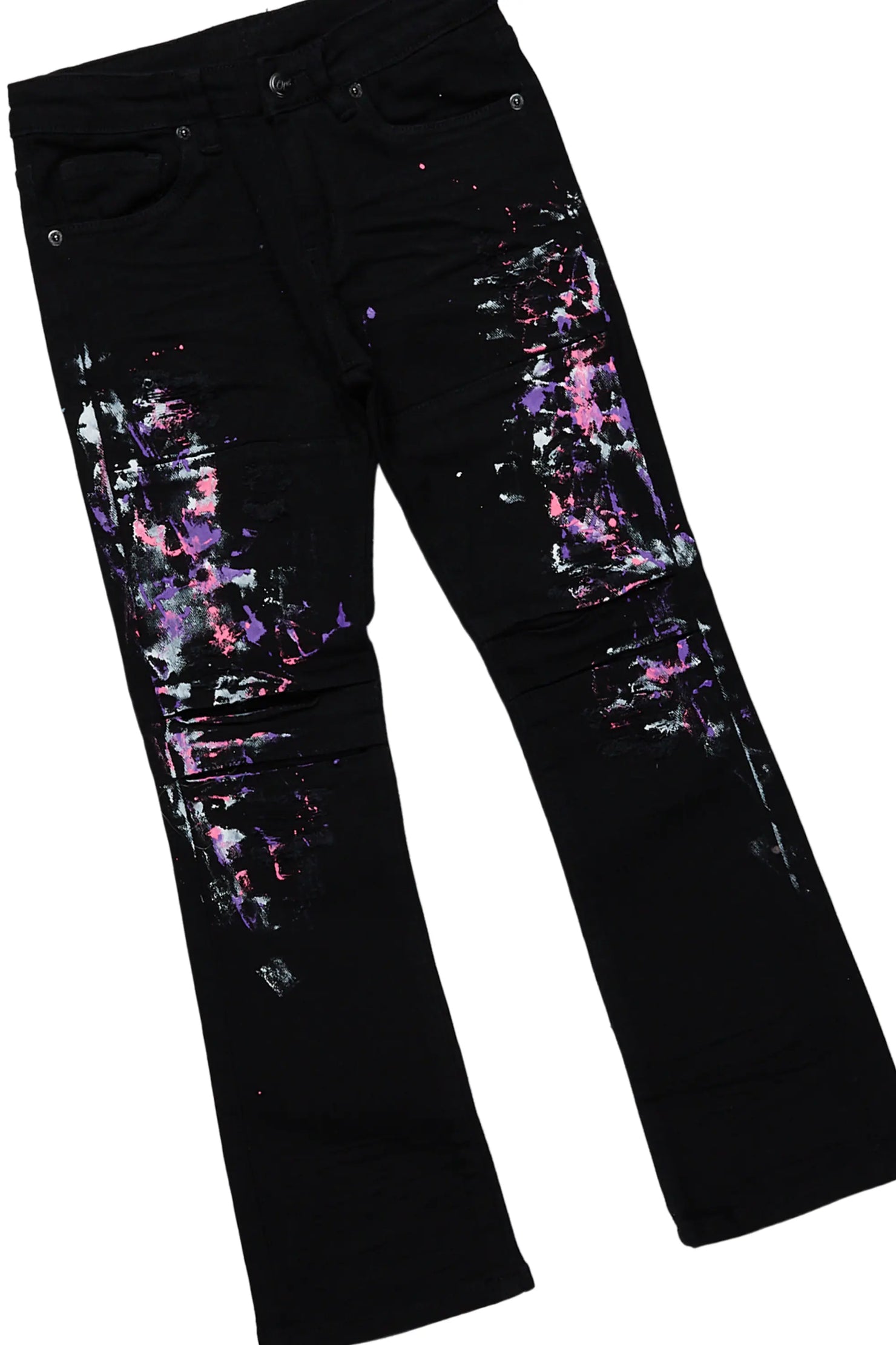 Girls Xylia White T-Shirt/Stacked Flare Jean Set