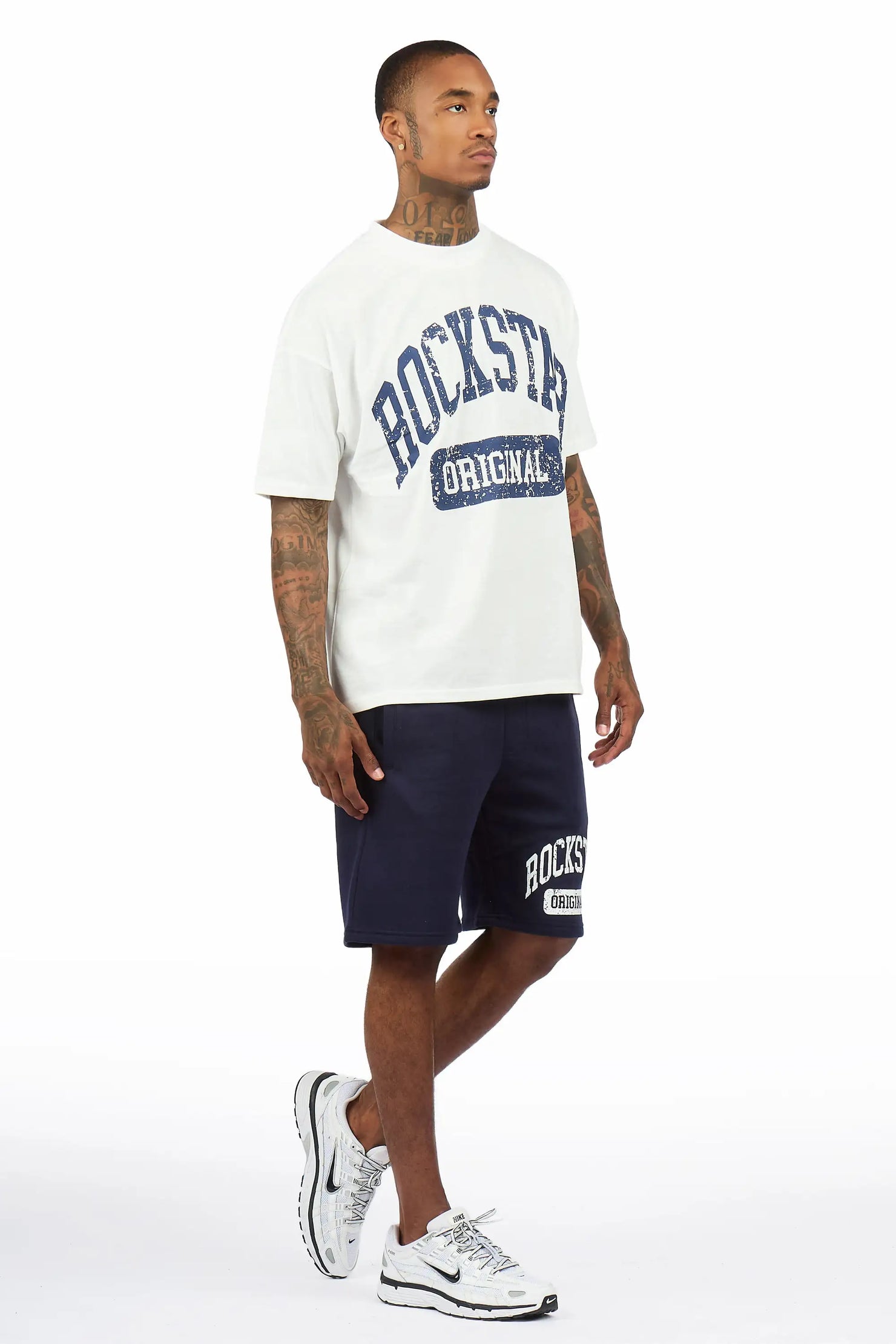 Zig White/Navy T-Shirt/Short Set