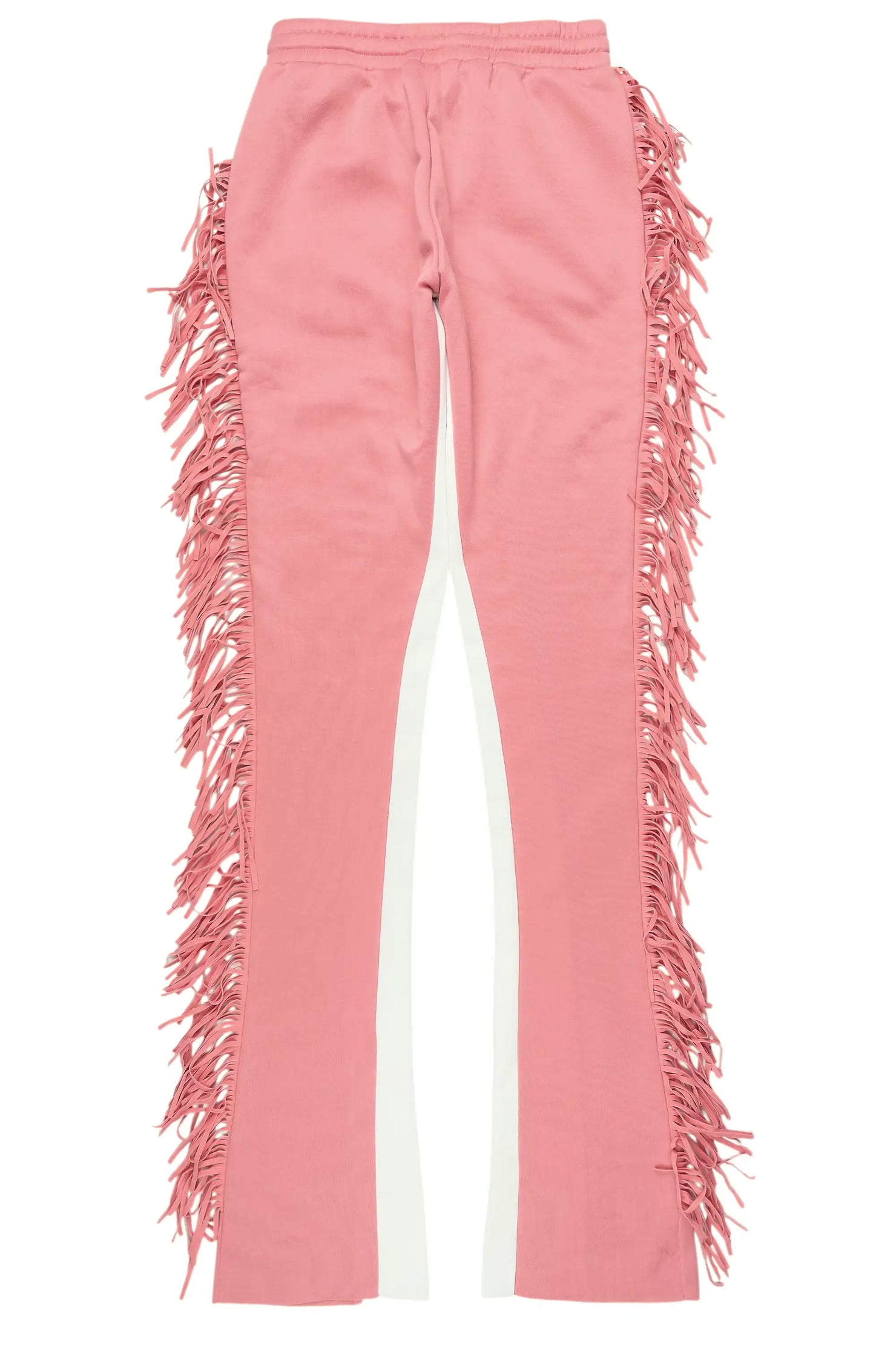 Kendra Pink Fringe Stacked Flare Track Pant