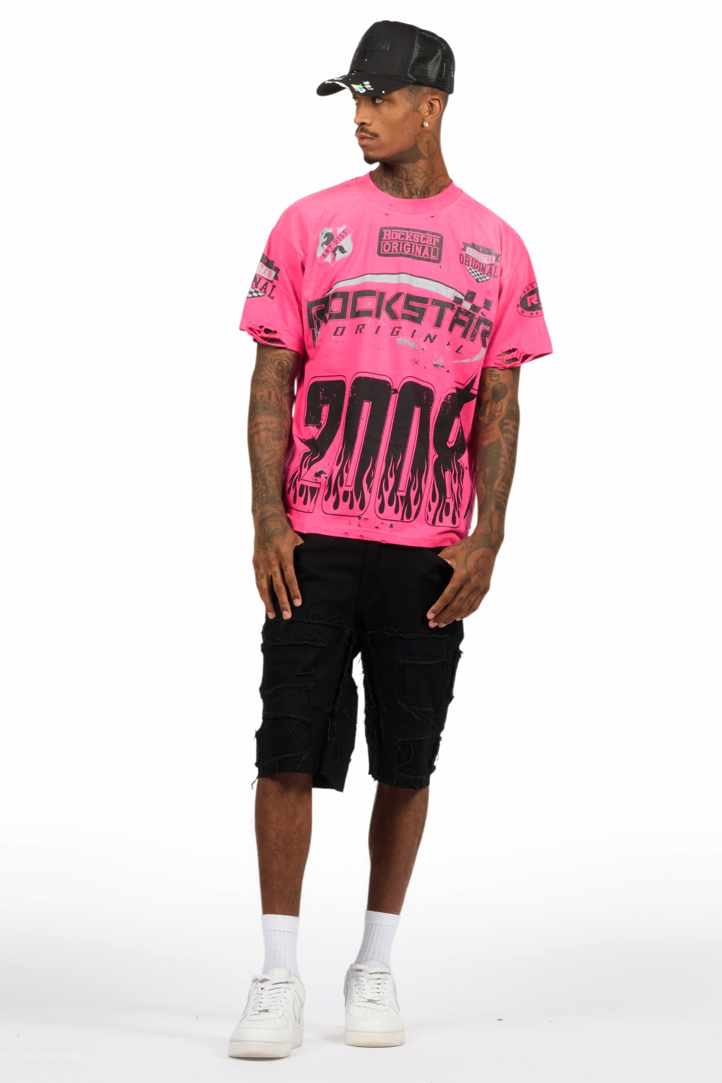 Amos Fuchsia/Black Graphic T-Shirt