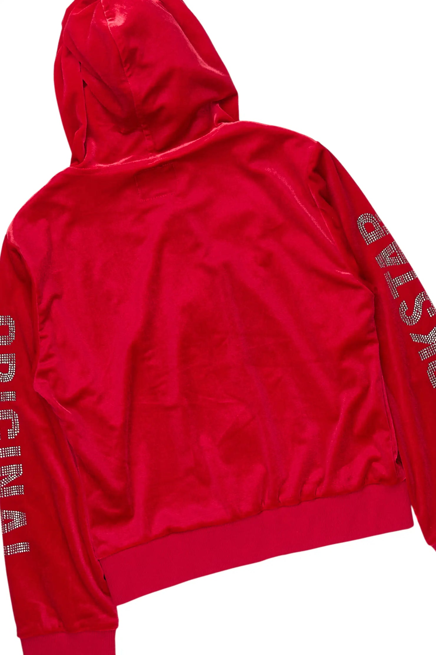 Girls Shakura Red Stacked Velour Track Set
