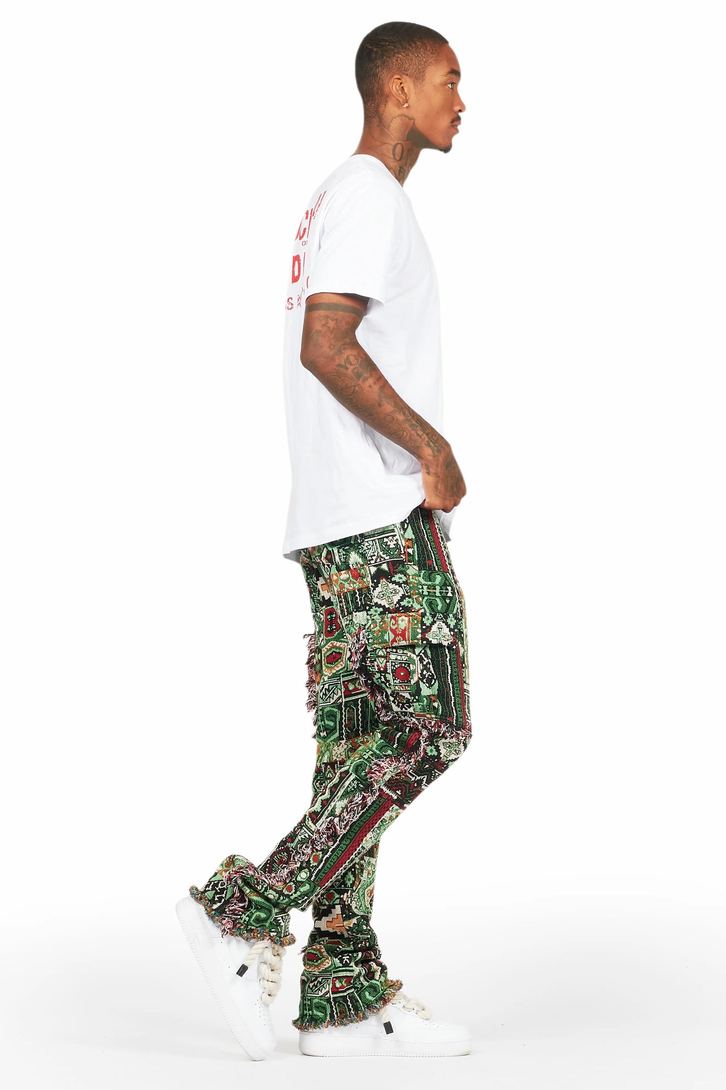 Ayami Green Slim Tapestry Flare Jean