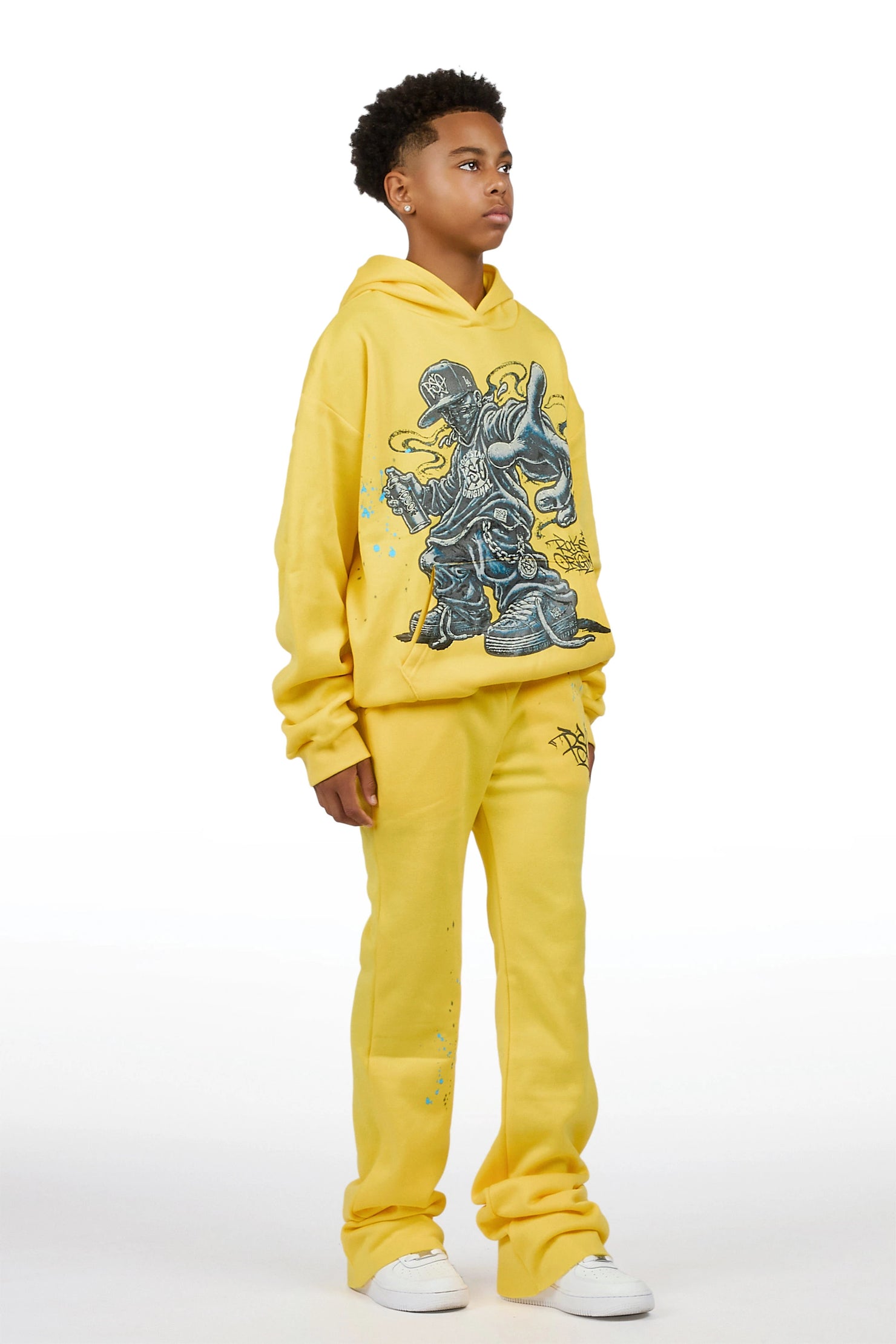 Boys Solace Yellow Graphic Hoodie Track Set