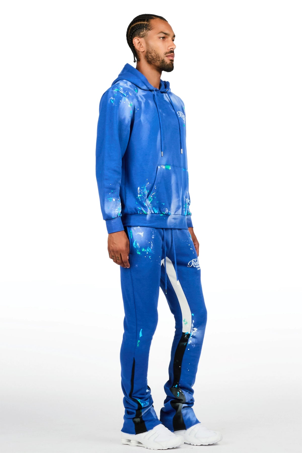 Kanne Royal Blue Hoodie/Stacked Flare Pant Track Set