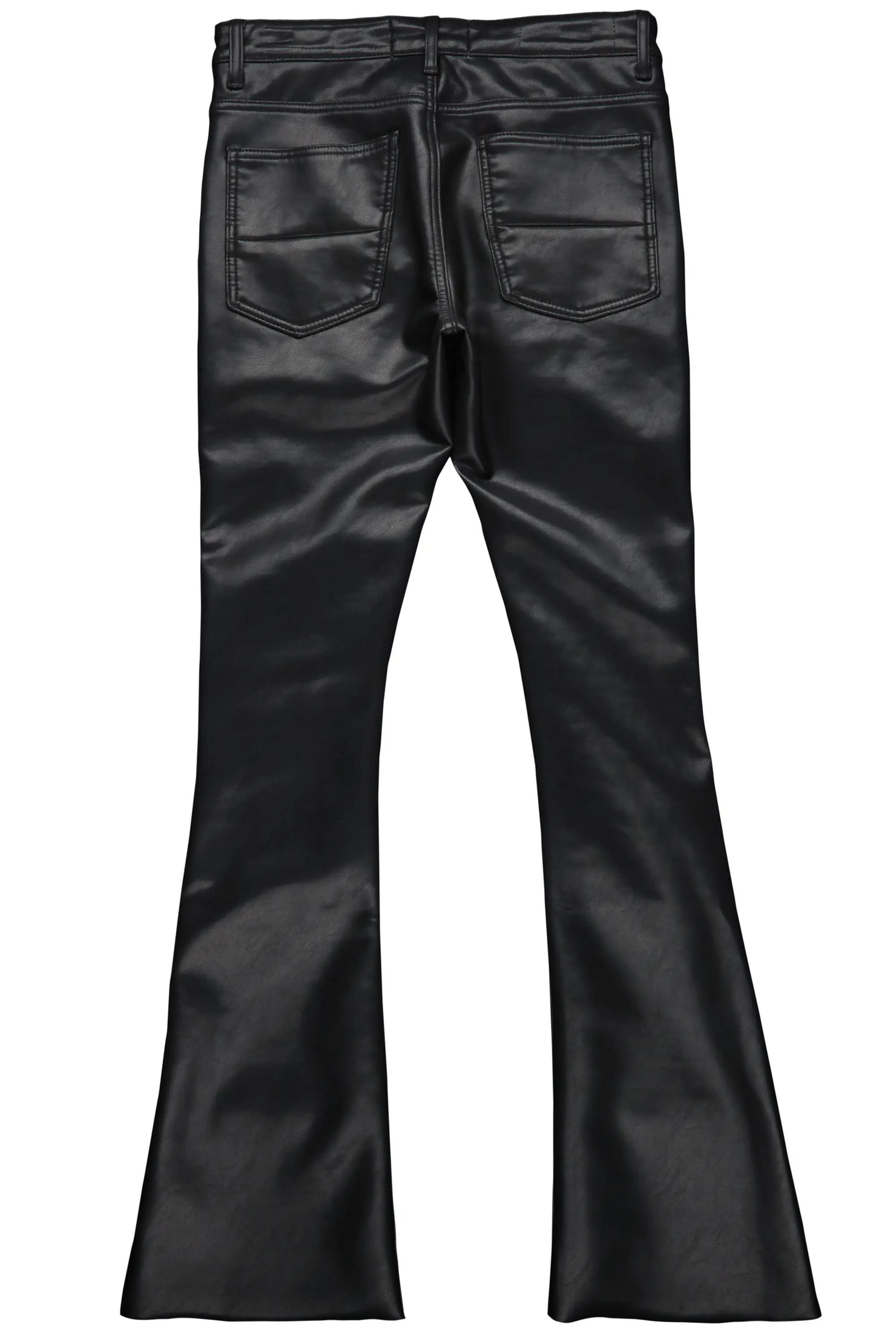 Remi Black Faux Leather Stacked Flare Jean