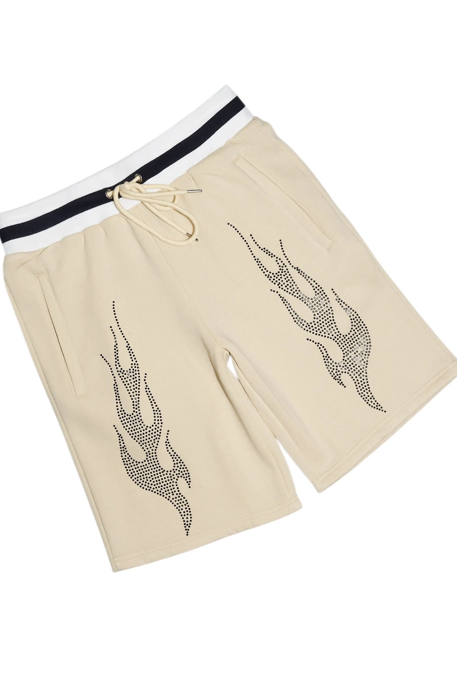 Bellamy Beige/Black Rhinestone Tee Short Set