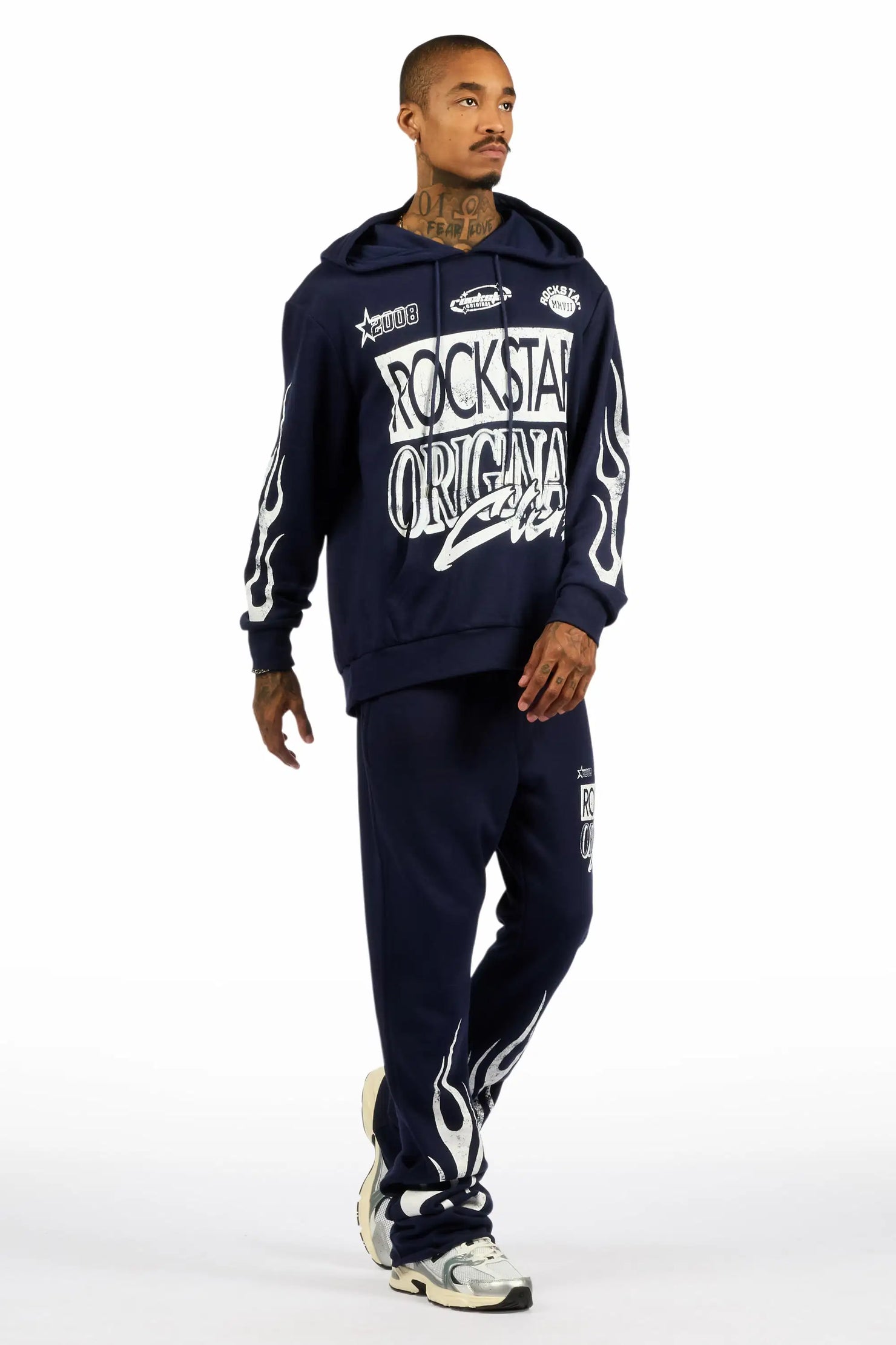 Rylok Navy/White Hoodie Stacked Track Set