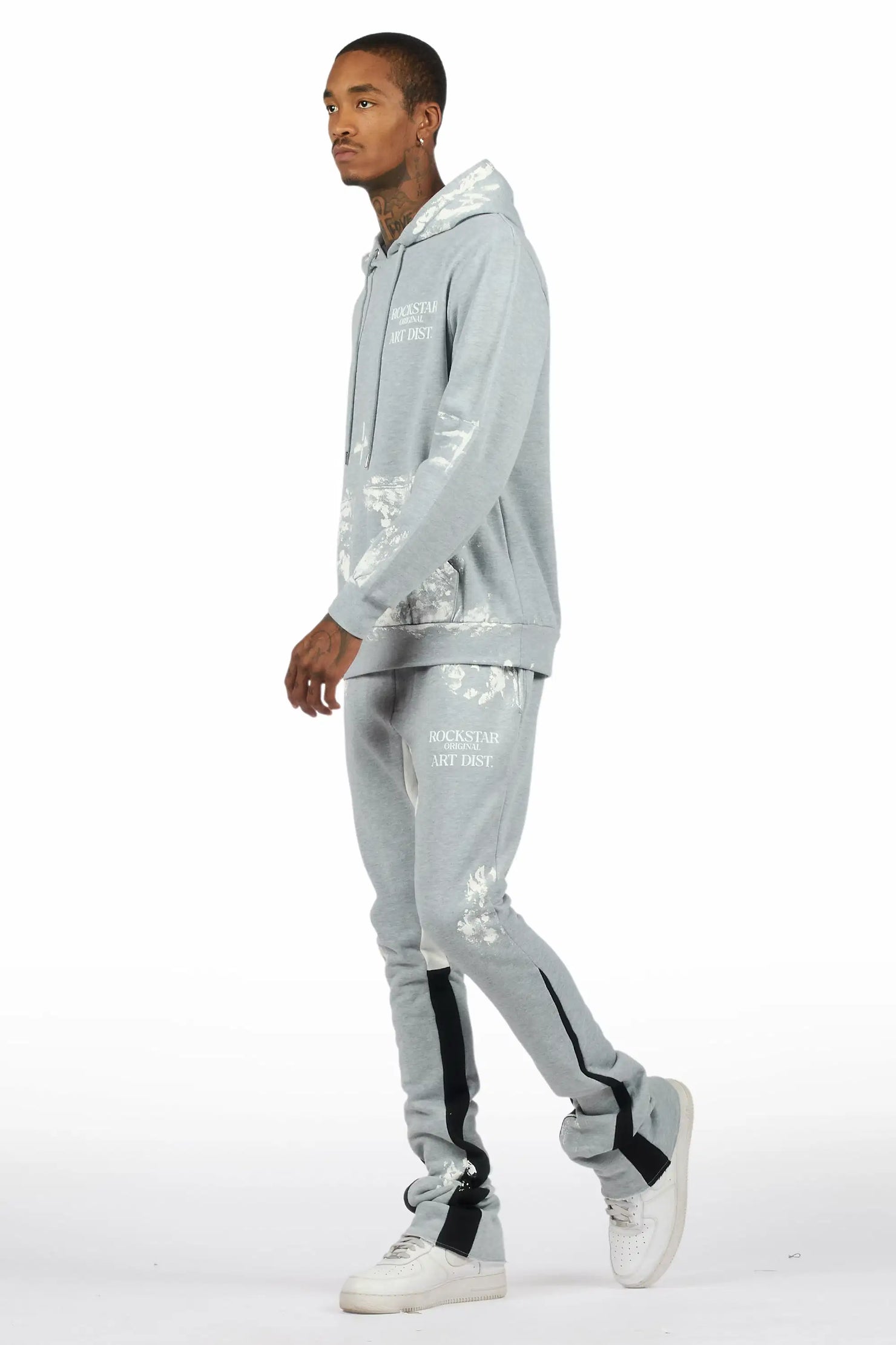 Filip Heather Grey Hoodie/Stacked Pant Track Set