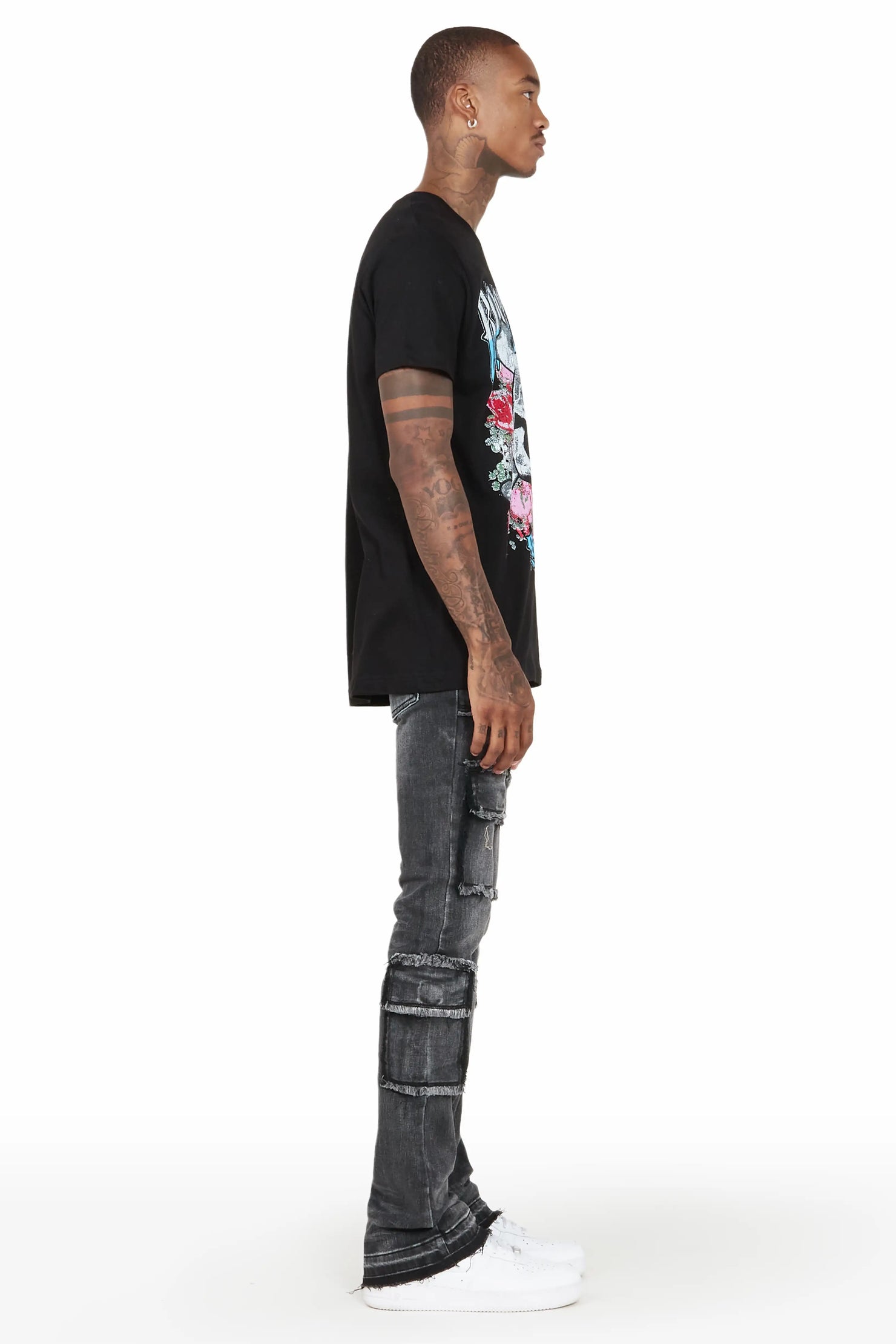 Tyrell Grey Wash Stacked Flare Cargo Jean