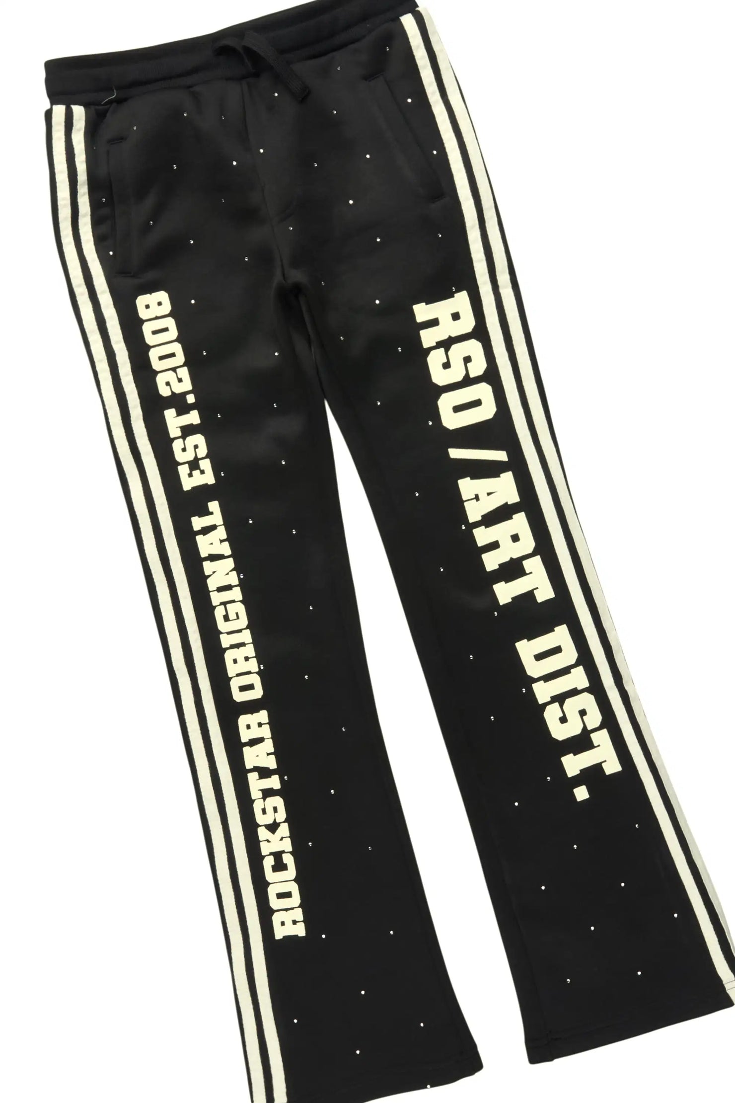 Boys Yulian Black Hoodie Stacked Track Pant Set