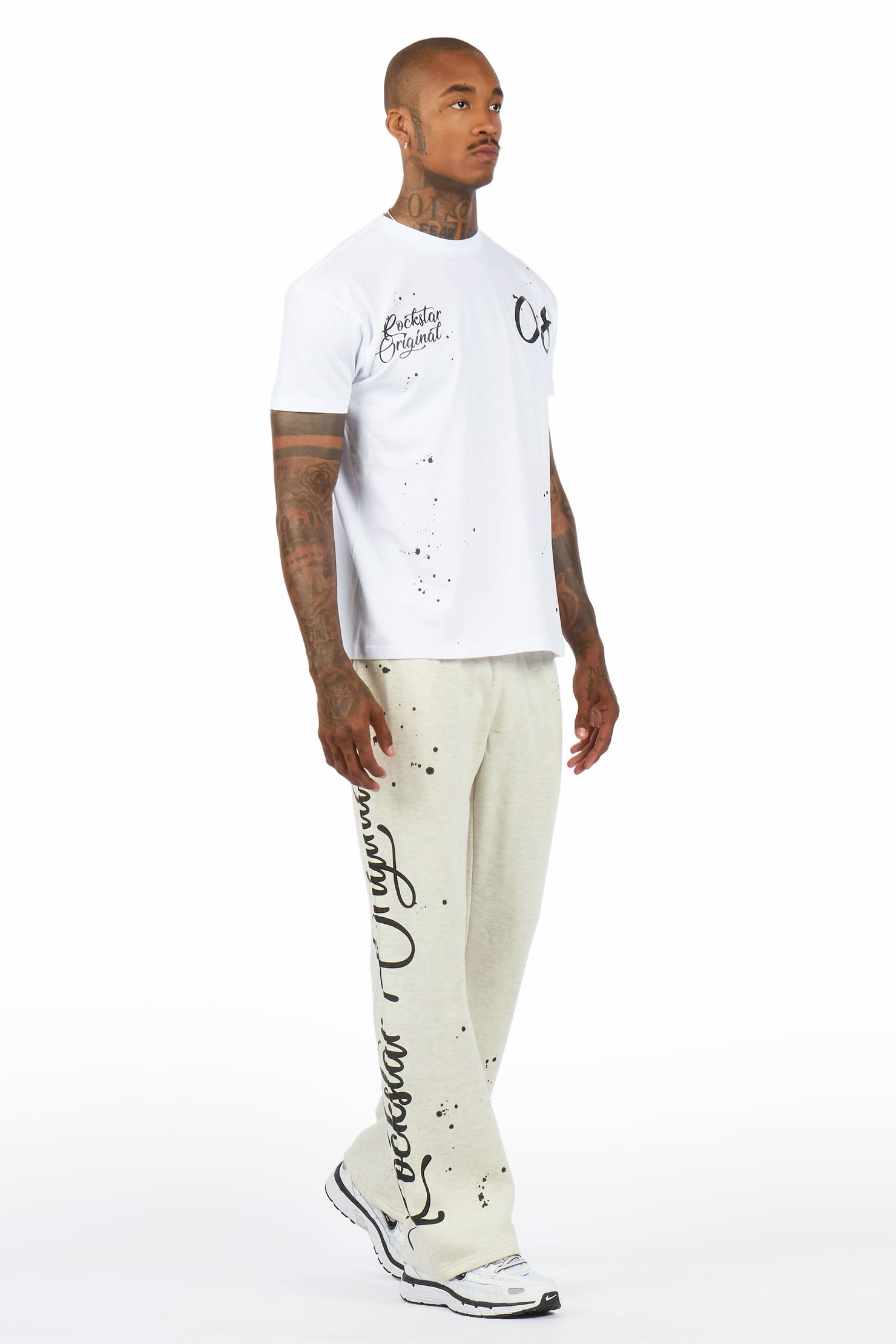 Hanif White/Light Oatmeal T-Shirt/Relaxed Track Set