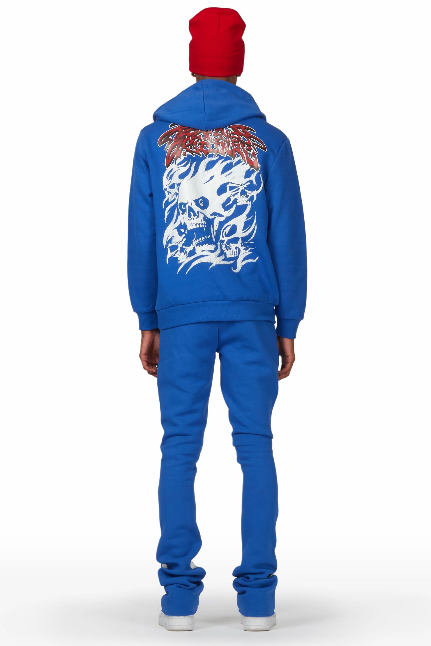 Smoky Royal Blue Hoodie Stacked Flare Track Set