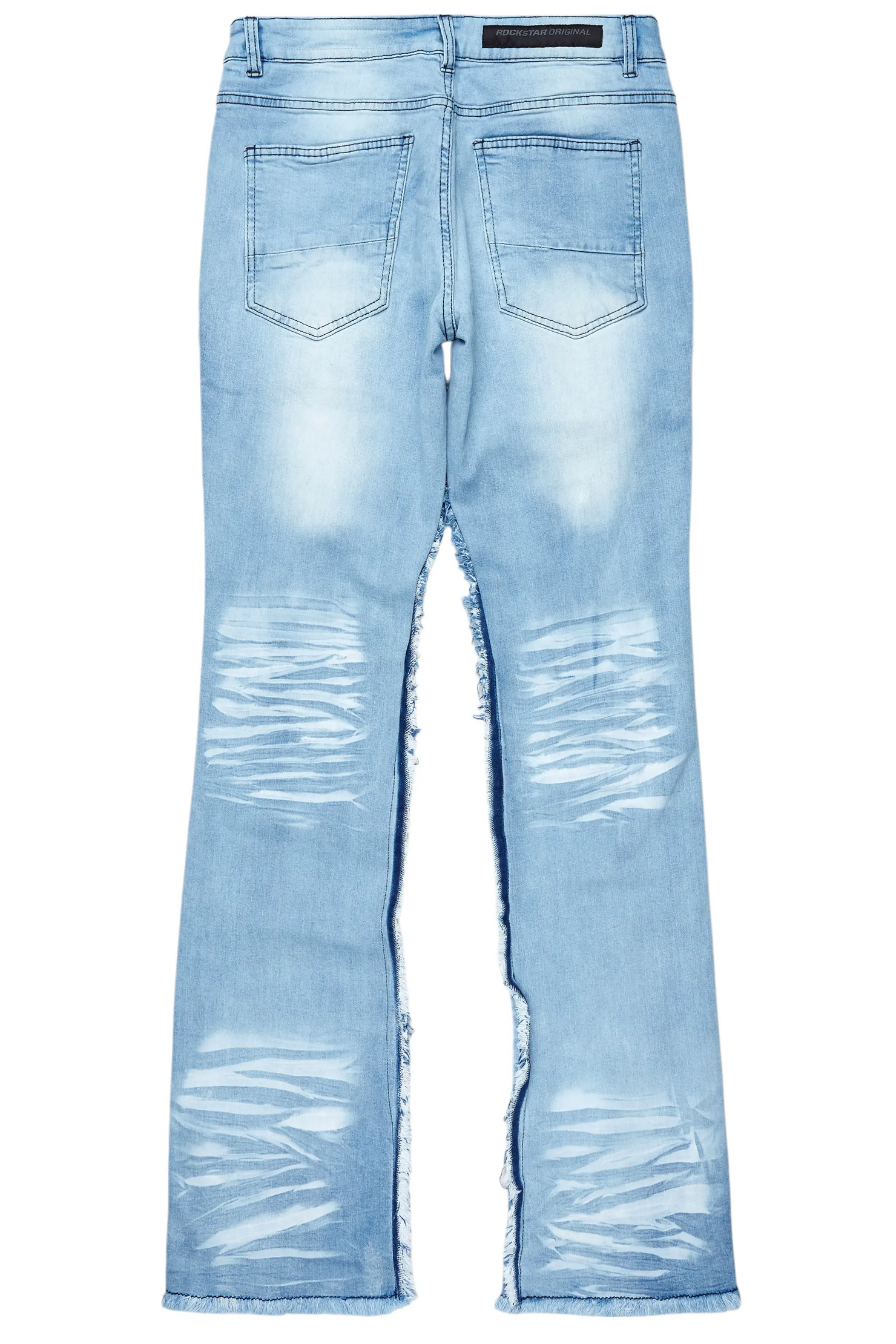 Helios Blue Patchwork Stacked Flare Jean