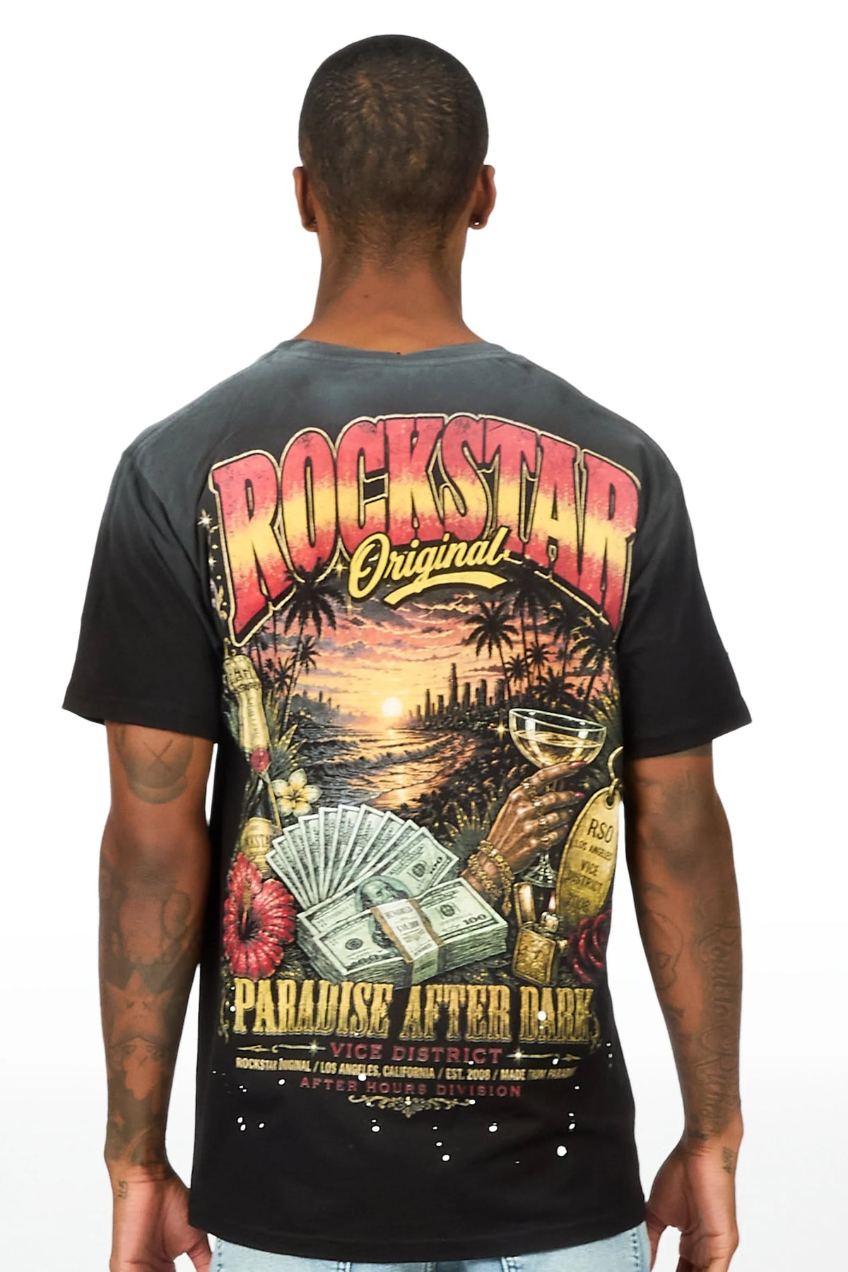 Paradise Black Oversized Graphic T-Shirt