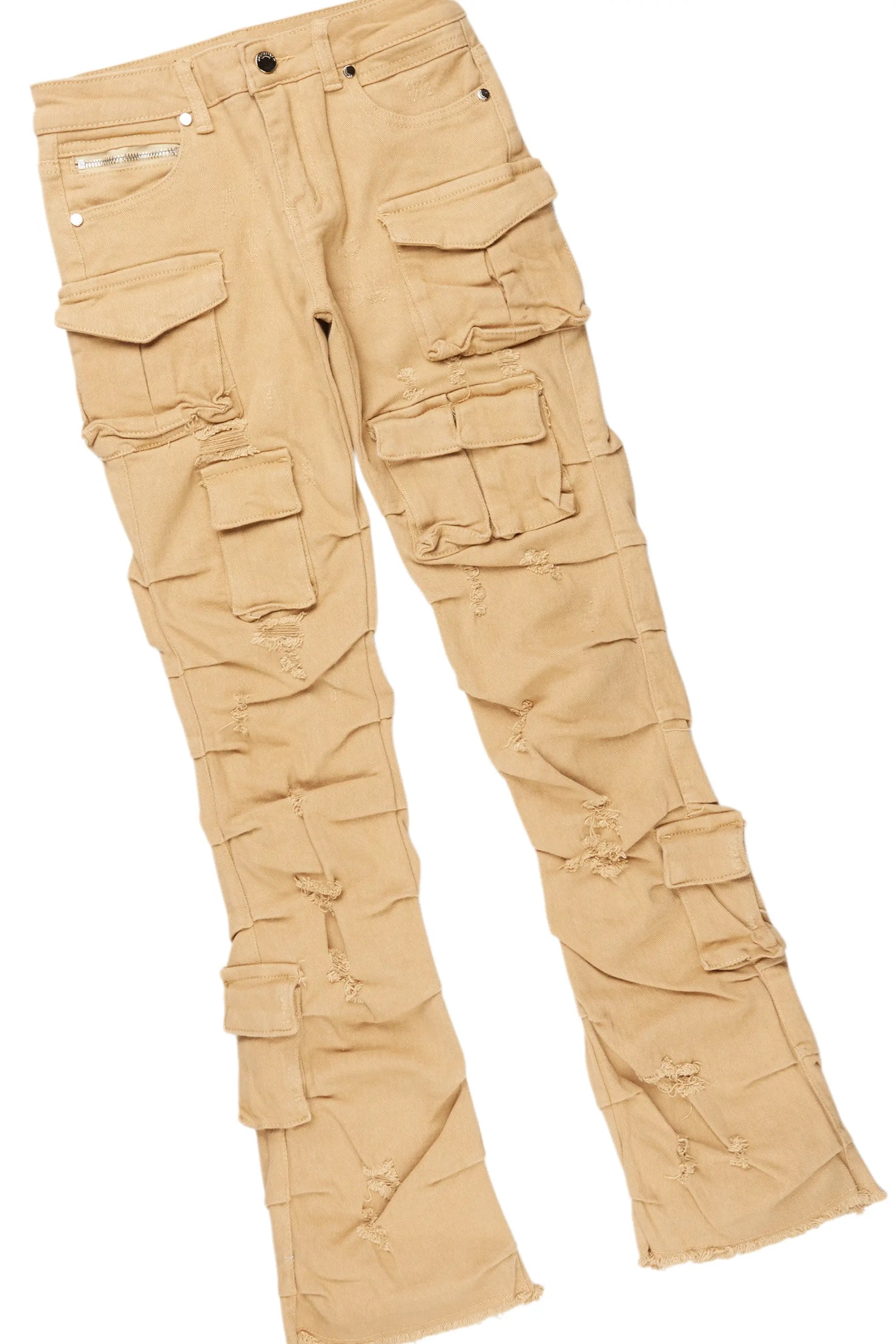 Boys Griff Black/Beige Hoodie/Stacked Flare Jean Set