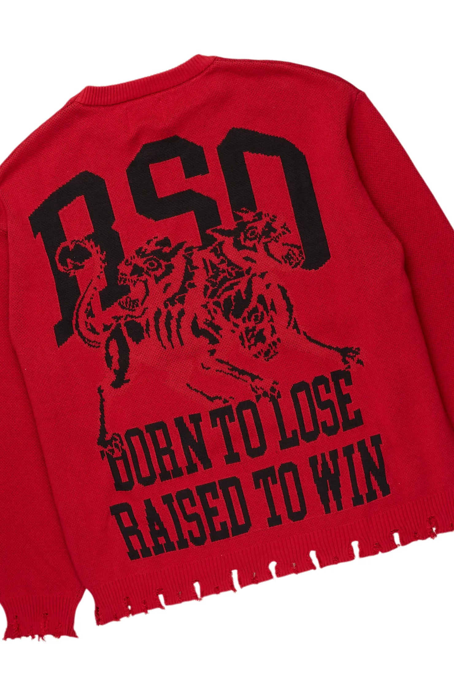 Fagan Red Knit Sweater & Tyrell Stacked Flare Jean Bundle