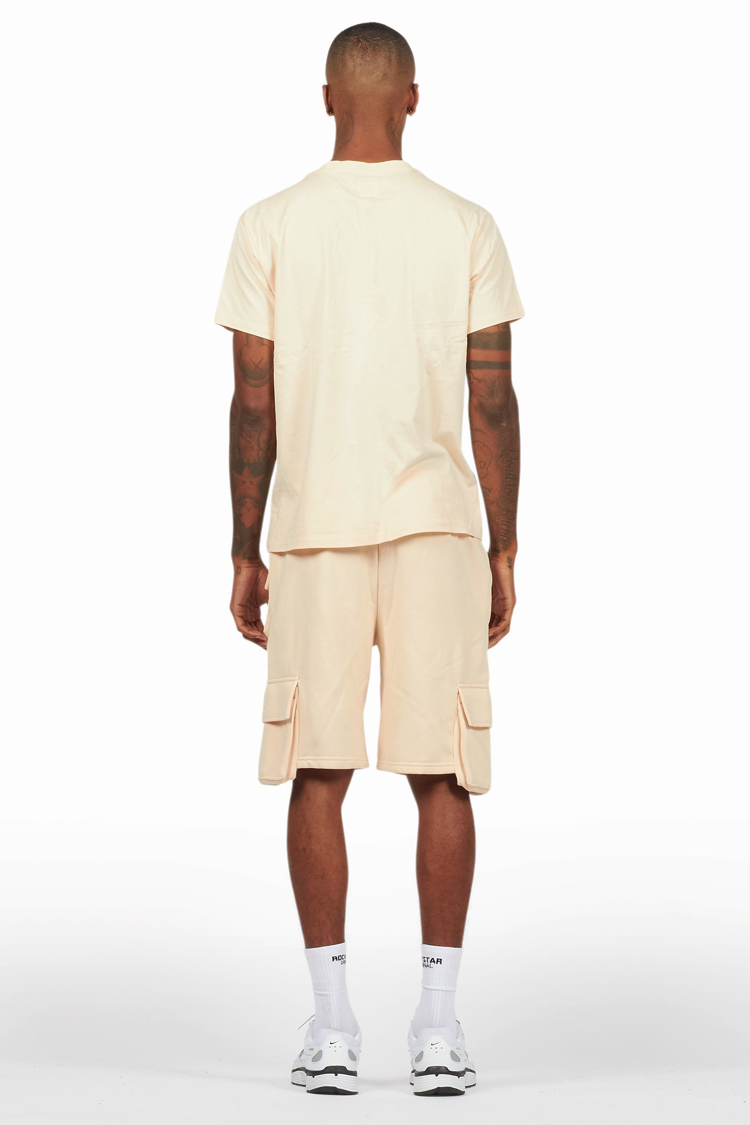 Sana Beige T-Shirt Cargo Shorts Set