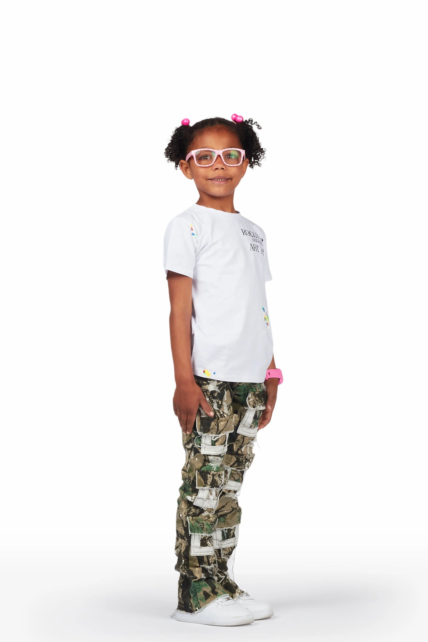 Girls Aalia Tree Camo Super Stacked Flare Jean