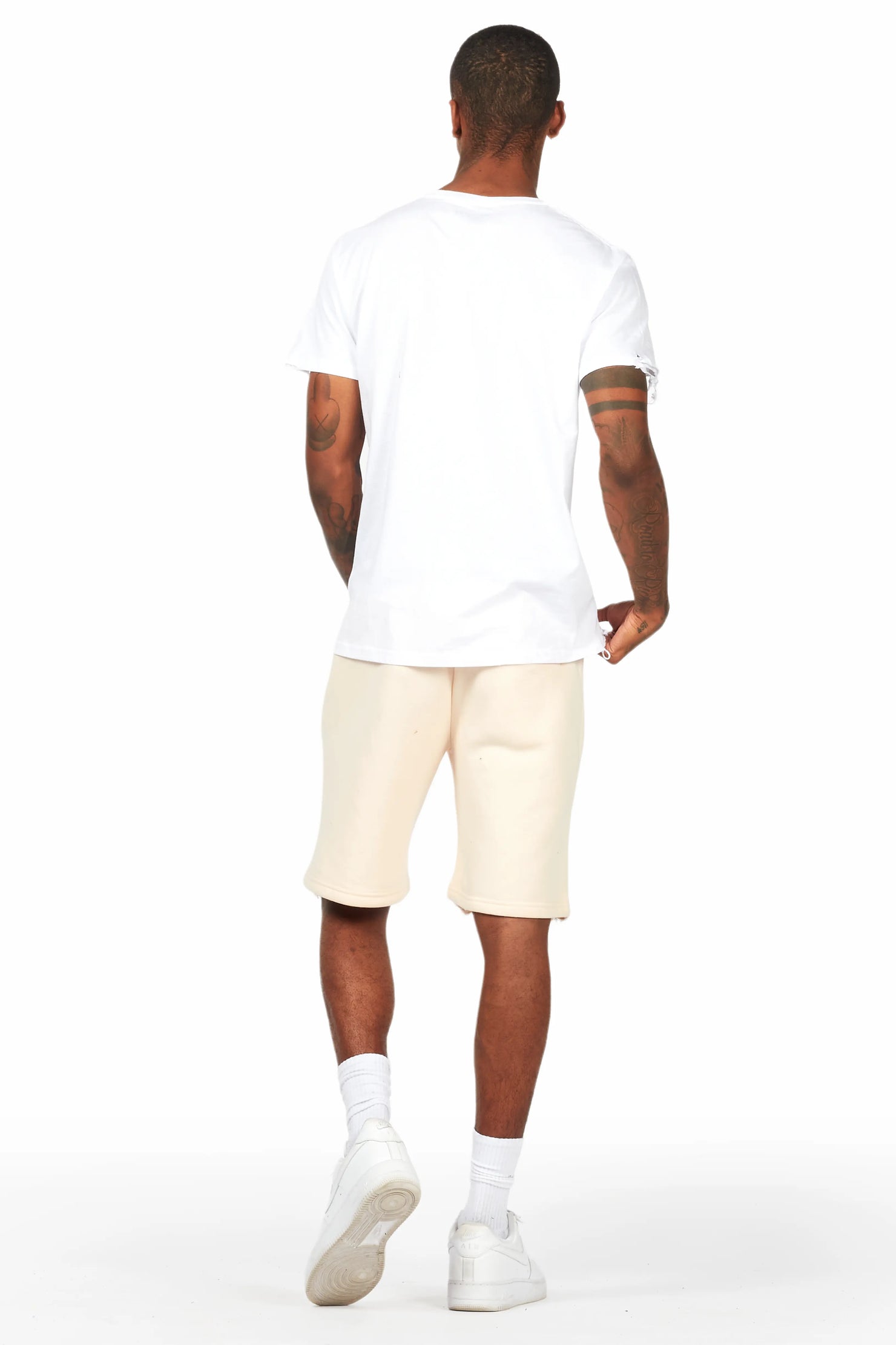 Iram White/Beige T-Shirt Short Set