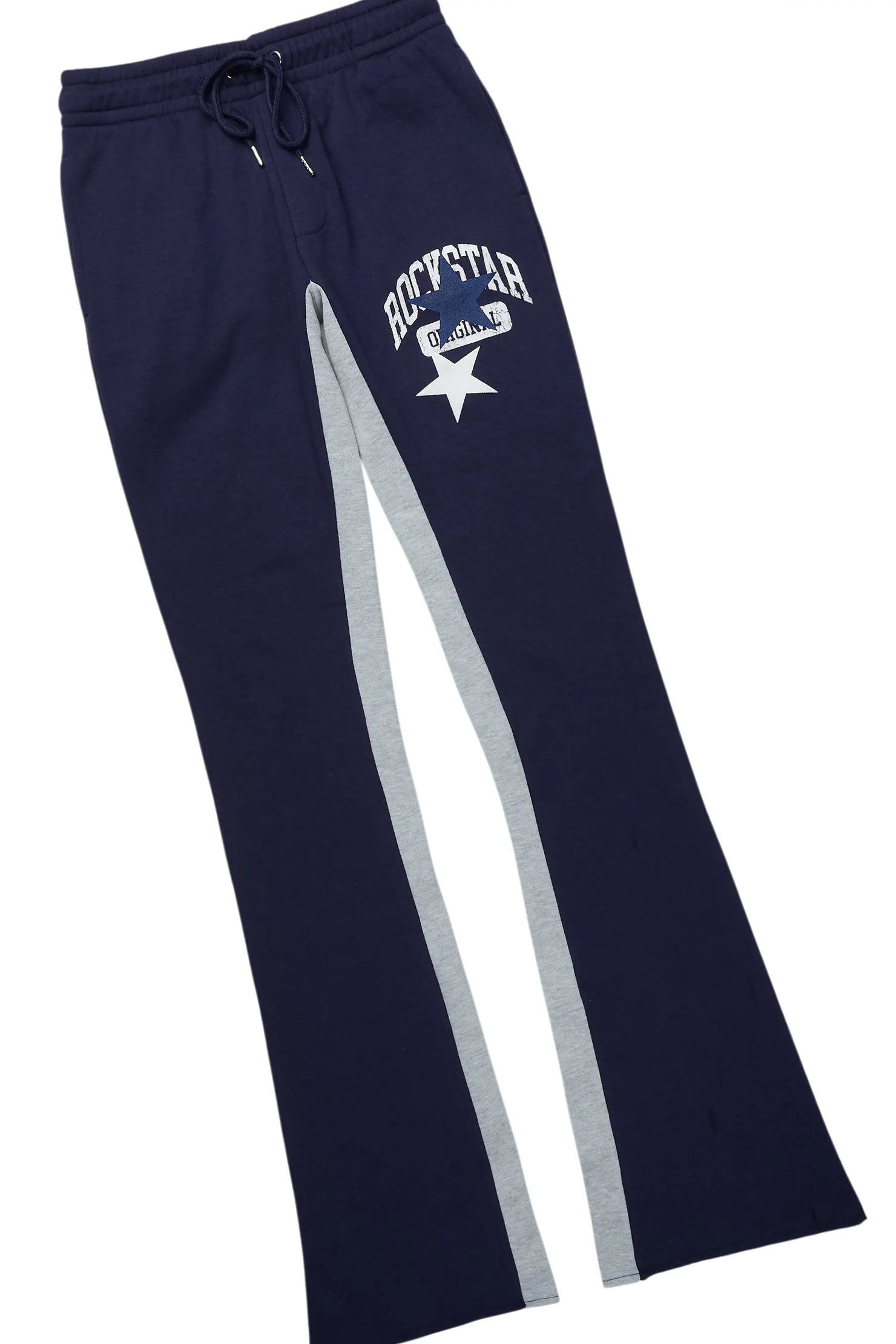 Mallor White/Navy T-Shirt/Stacked Baggy Track Pant Set
