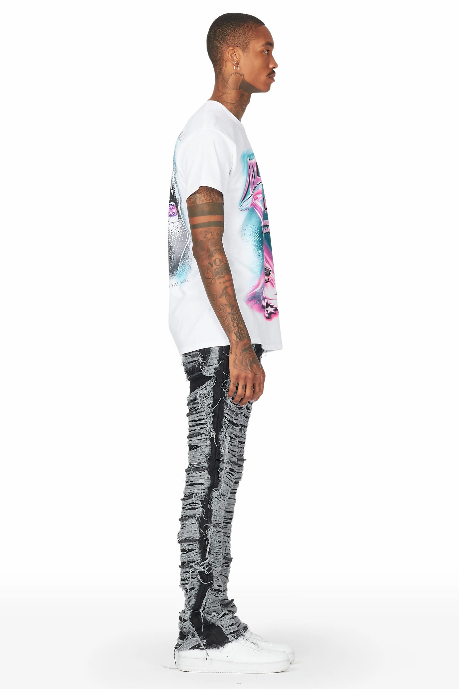 Conrad Black Stacked Flare Jean