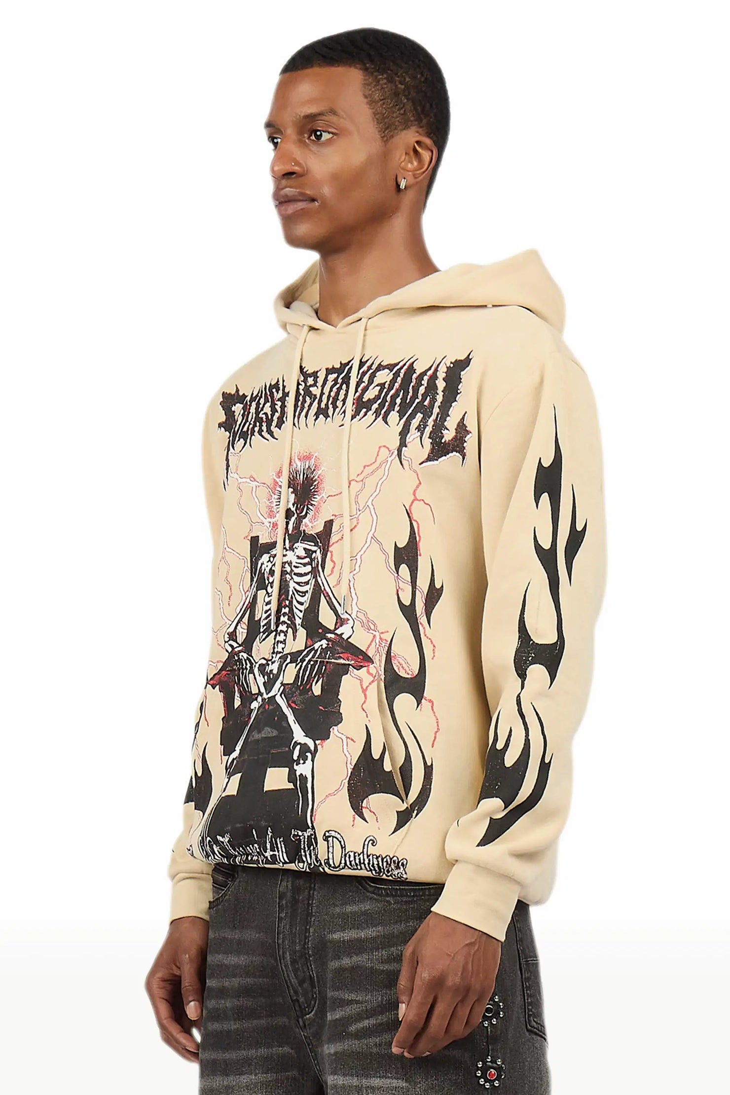 Deathrow 2.0 Beige Graphic Hoodie