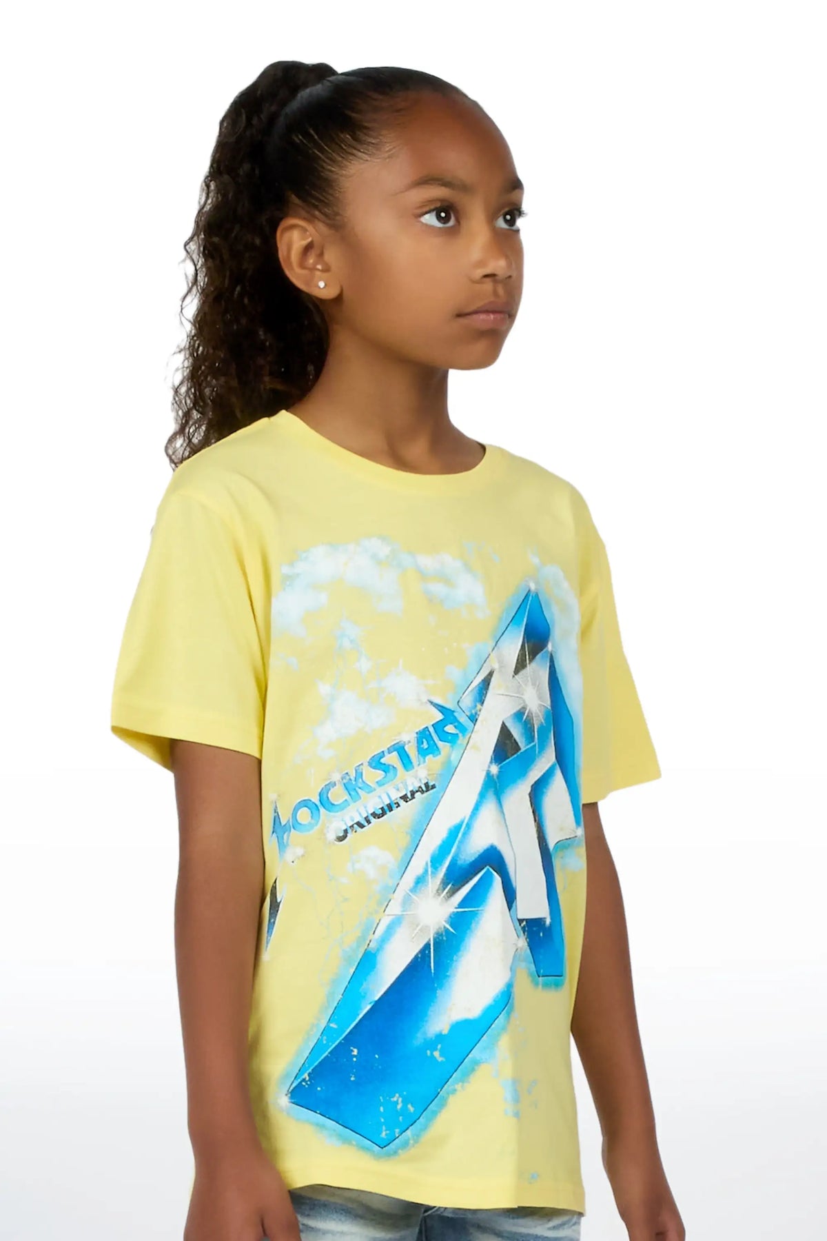 Girls Vayla Yellow/Royal Graphic T-Shirt