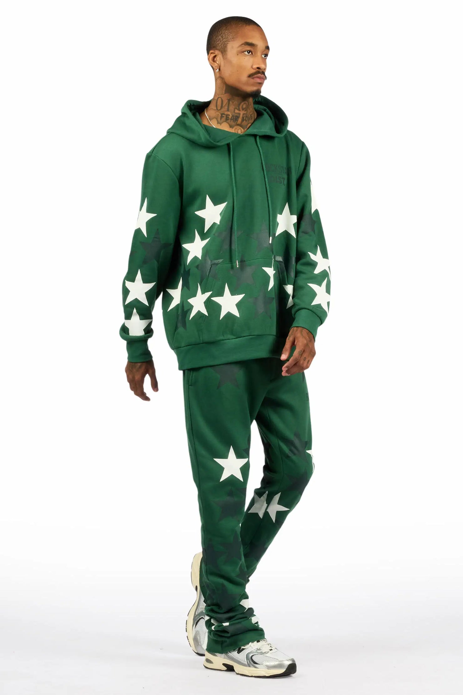 Starlane Green Hoodie Stacked Flare Fit Track Set