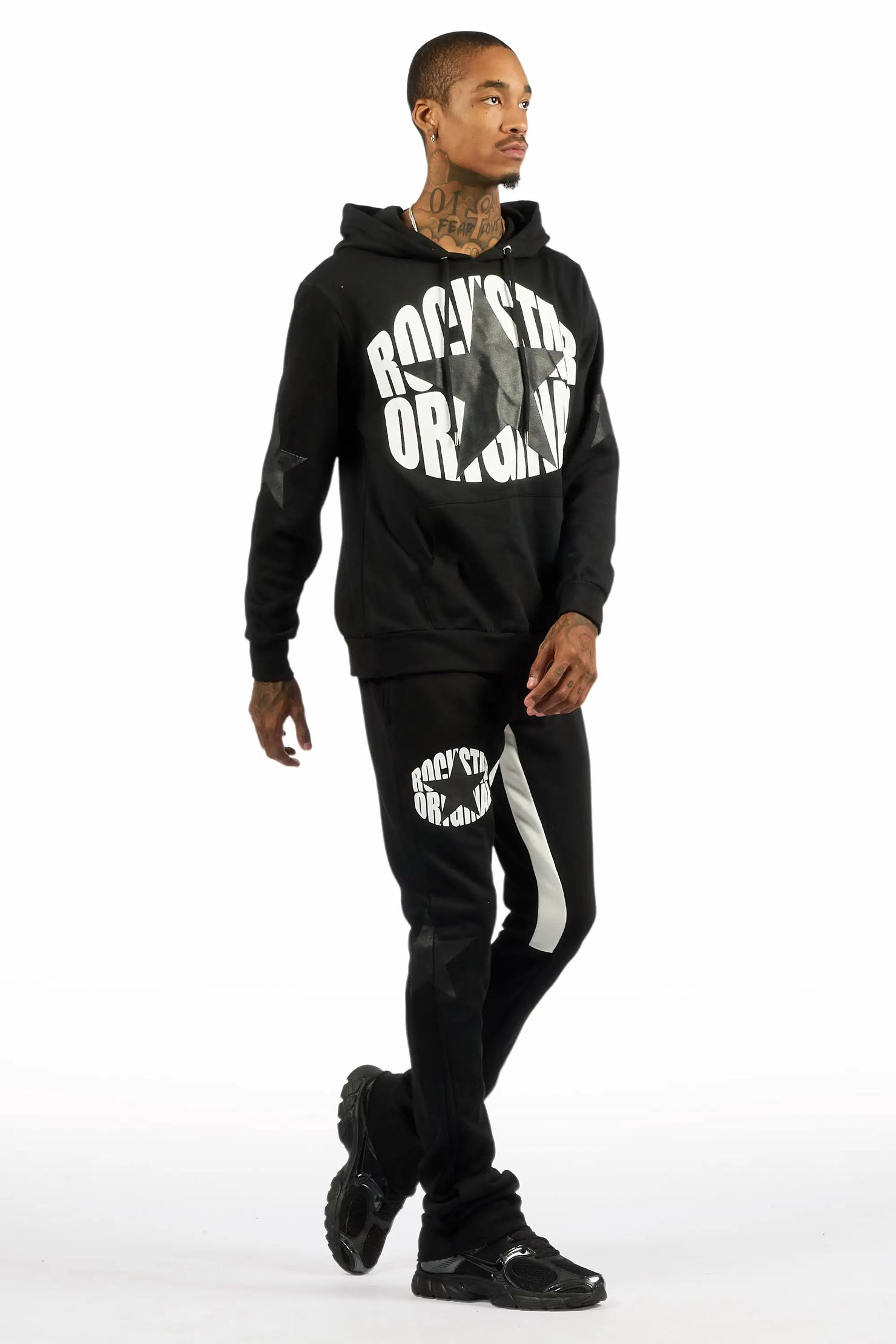 States Black/Black Hoodie Stacked Flare Track Set