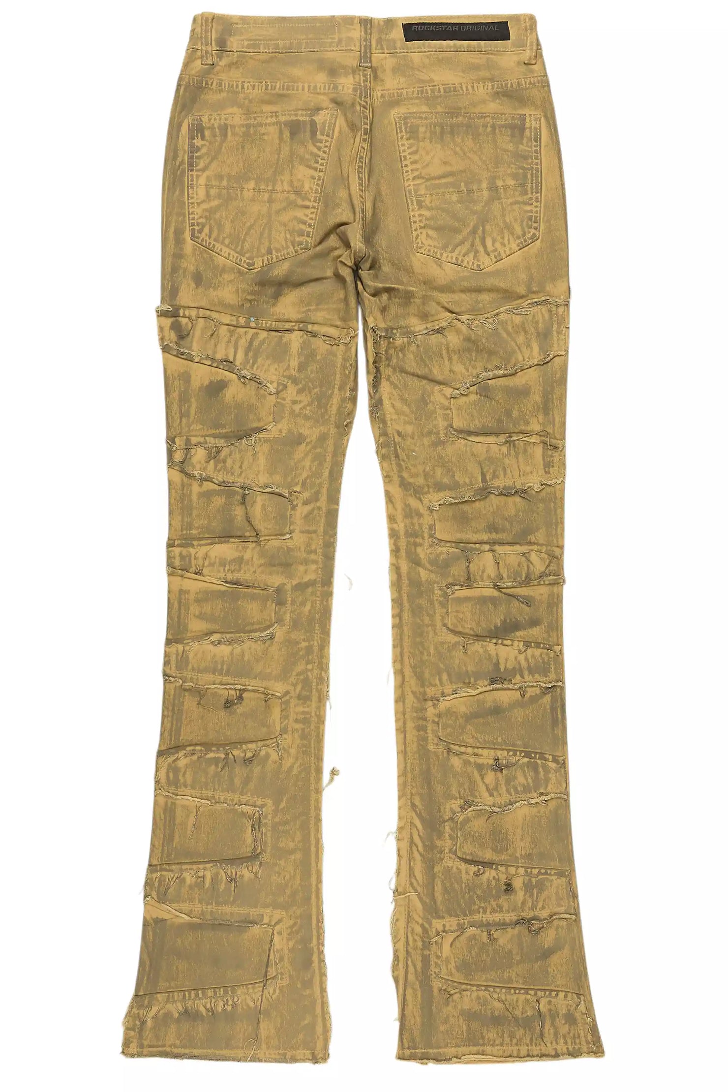 Shake Beige Oil Wash Stacked Flare Jean