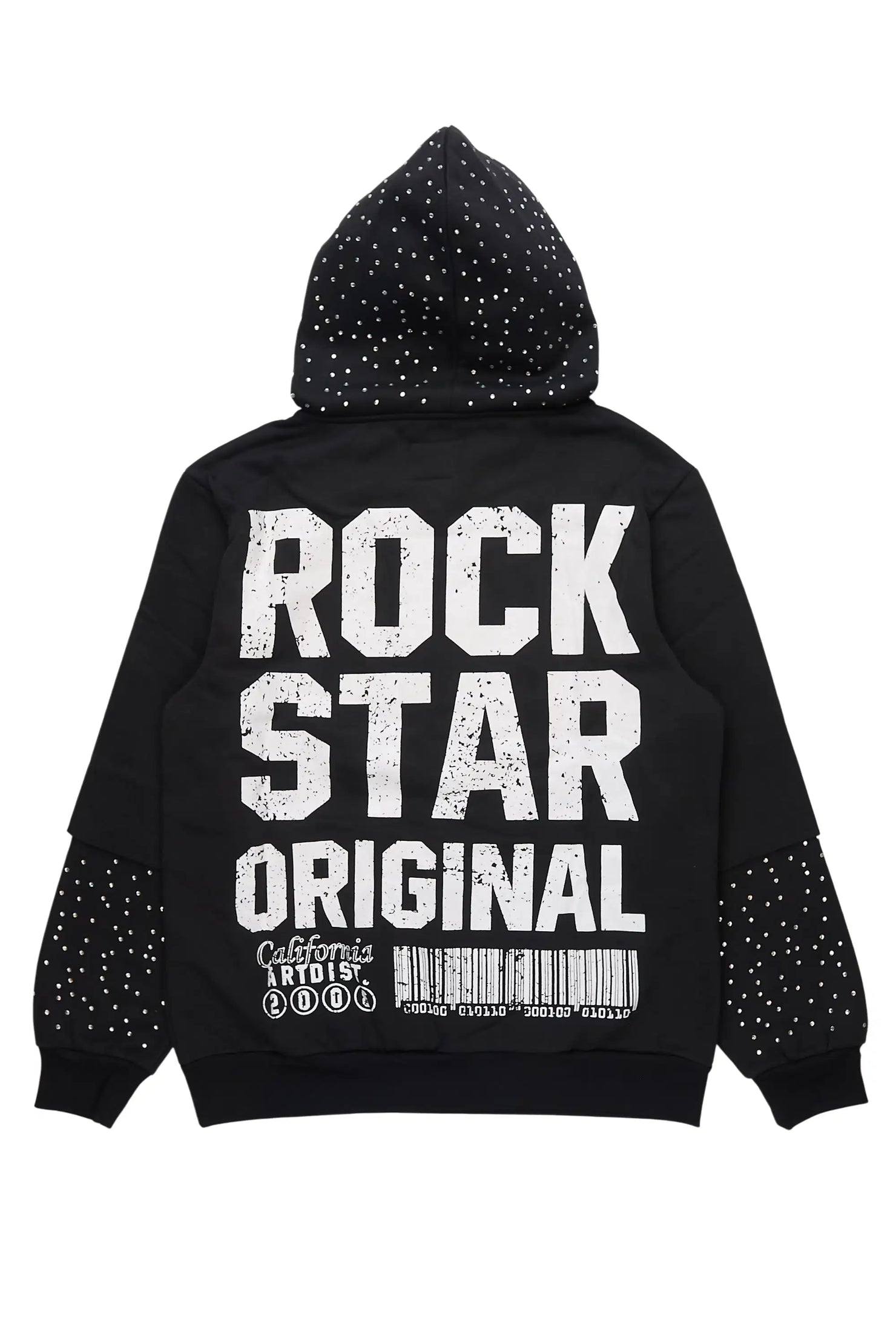 Gabino Black Rhinestone Boxy Crop Hoodie
