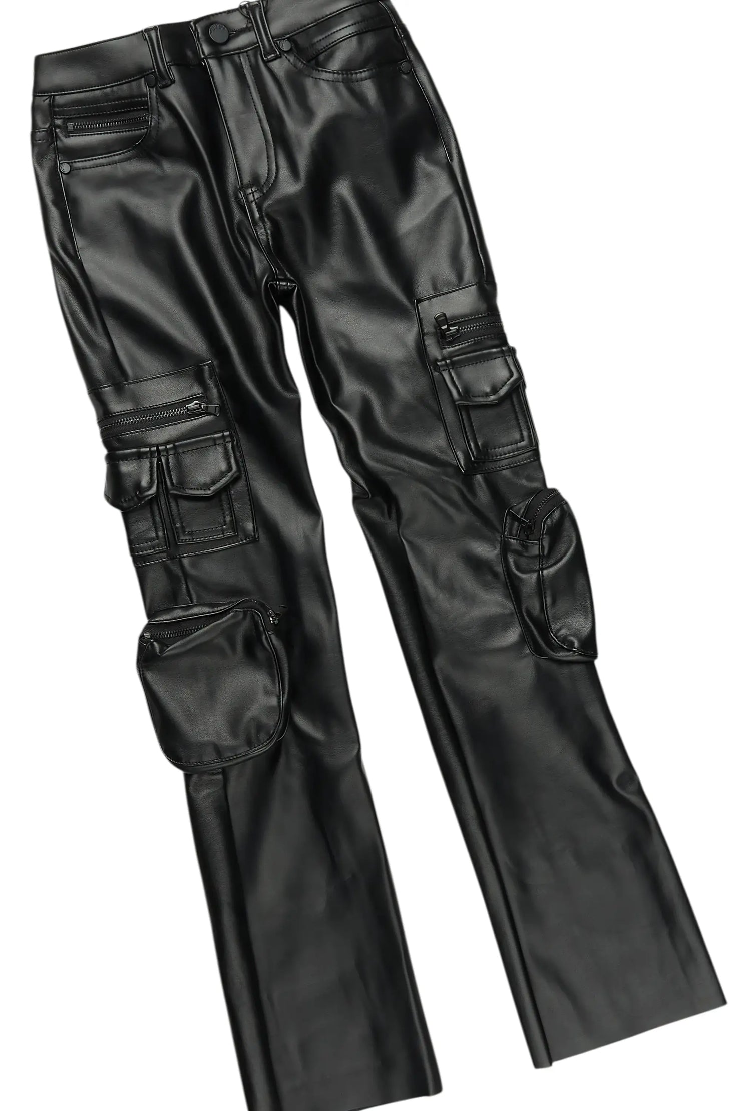 Boys Fields Black/Blue Hoodie/Stacked Flare PU Jean Set