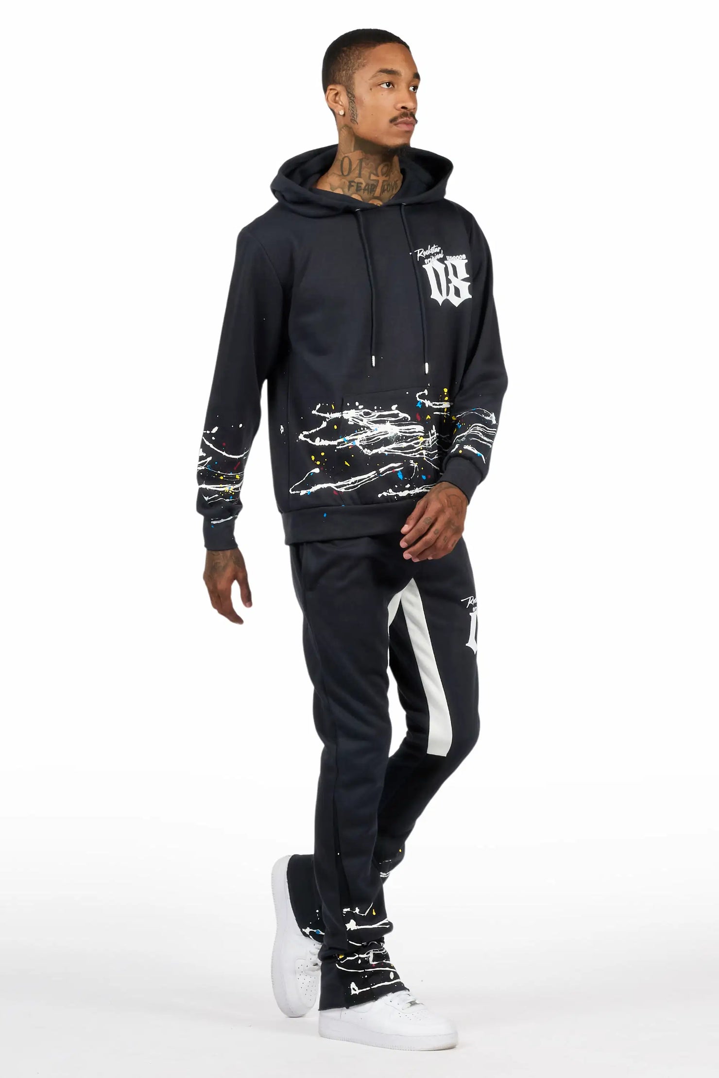 Horia Charcoal/Multi Hoodie/Stacked Flare Track Set