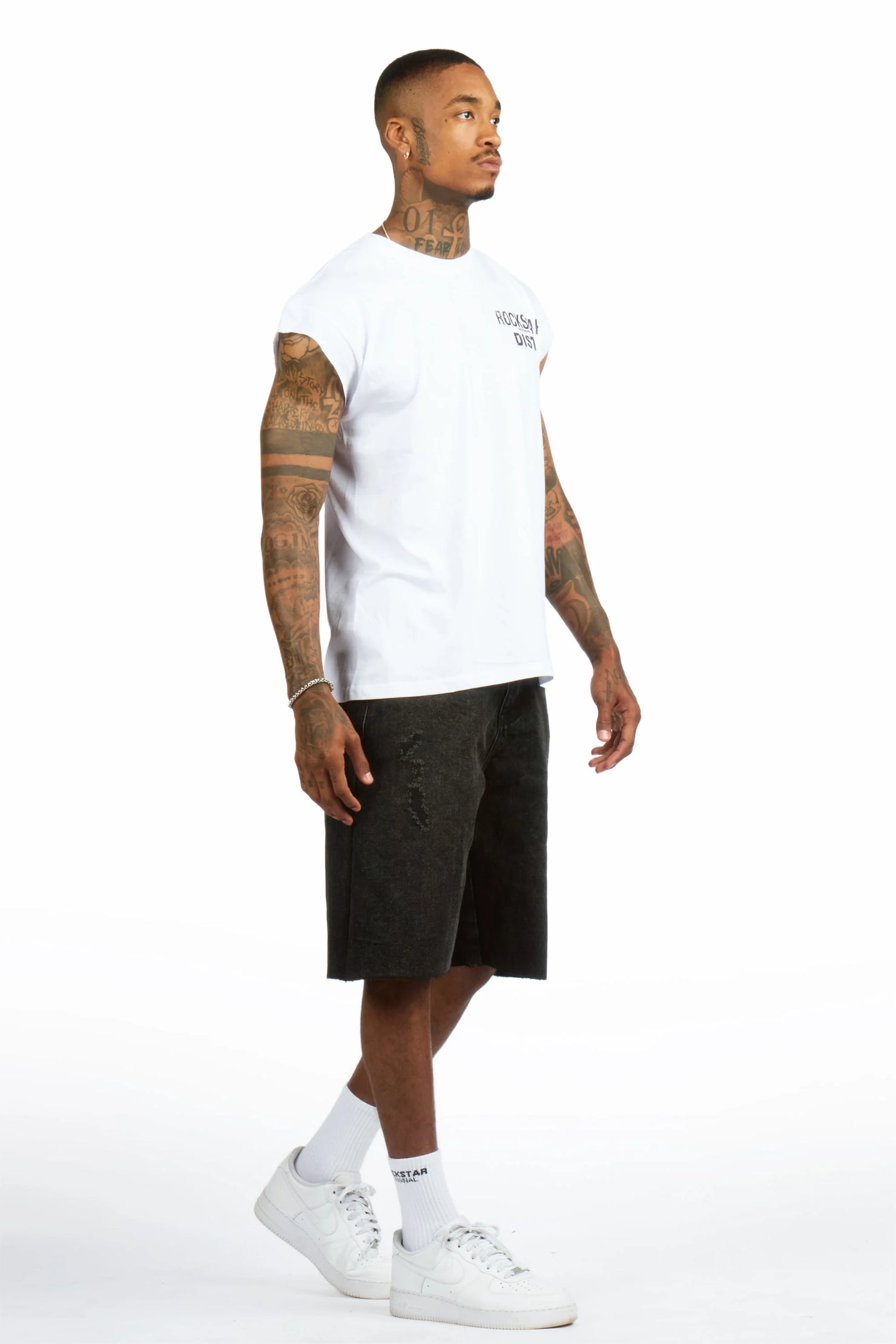 Lake White/Black Graphic T-Shirt & Novacane Denim Short Set