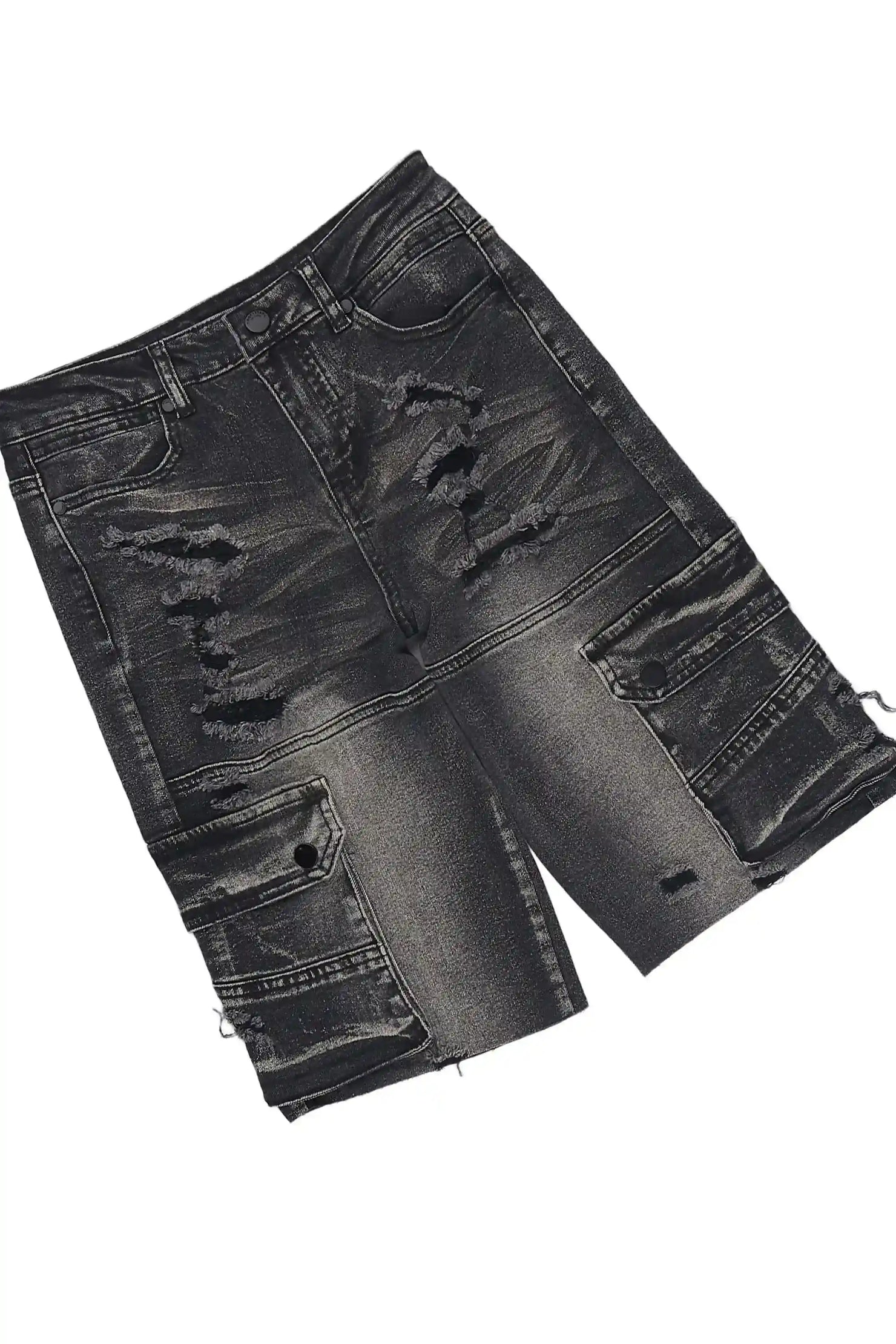 Boys Wizzlor Black Long Sleeve T-Shirt Denim Short Set