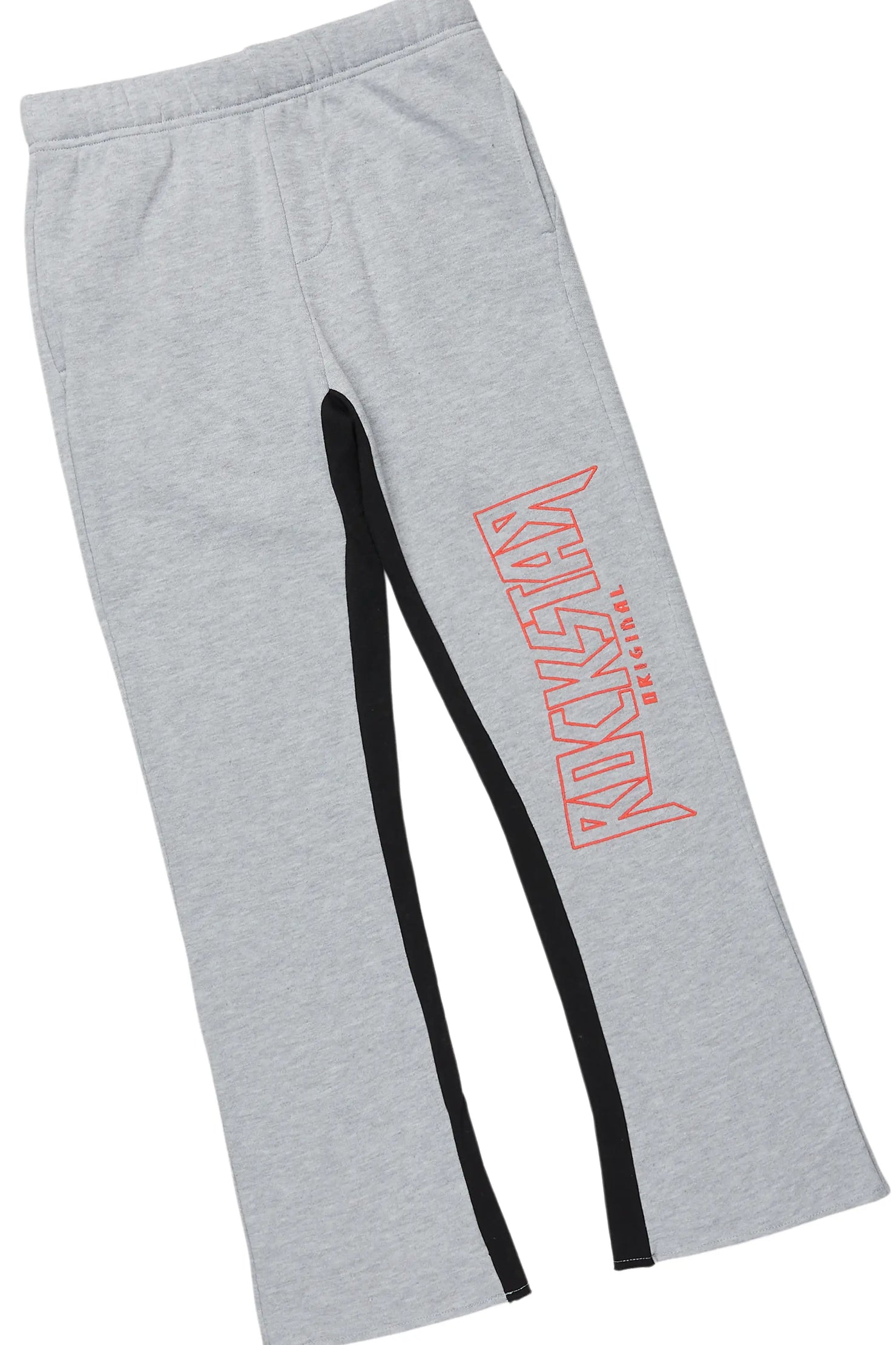 Boys Weston Vintage Black/Grey T-Shirt/Stacked Baggy Flare Pant Set