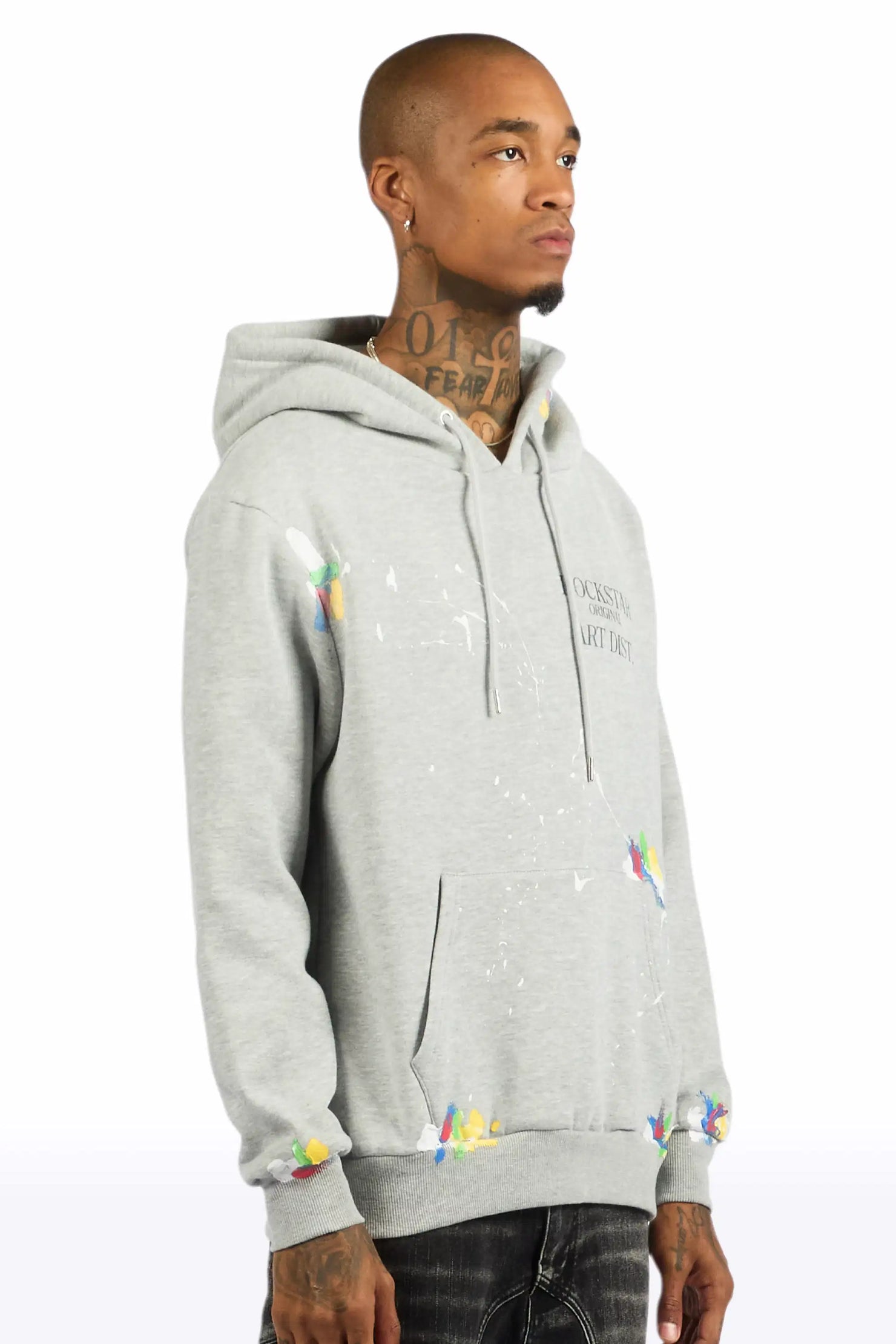 Rockstar Art Dist. Heather Grey Graphic Hoodie