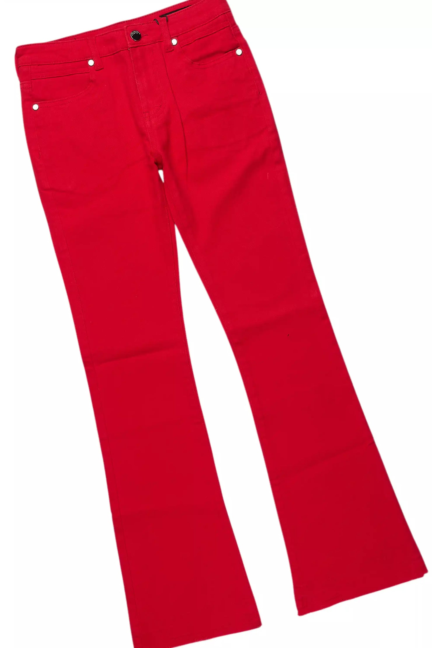 Boys Lake White/Red T-Shirt/Dag Stacked Flare Jean Set