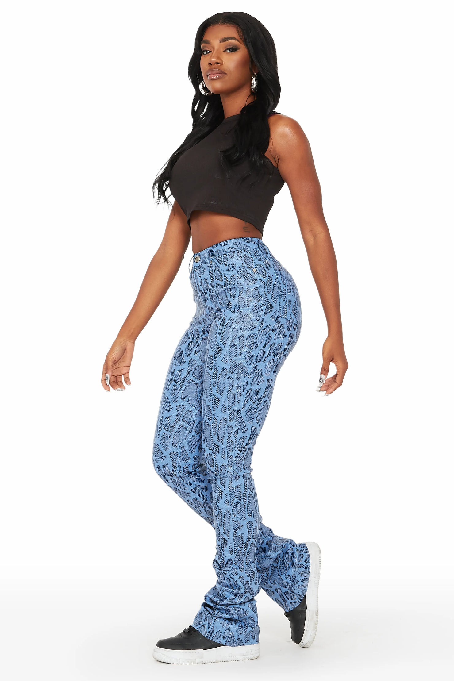 Neriah Blue Snake Super Stacked Pant