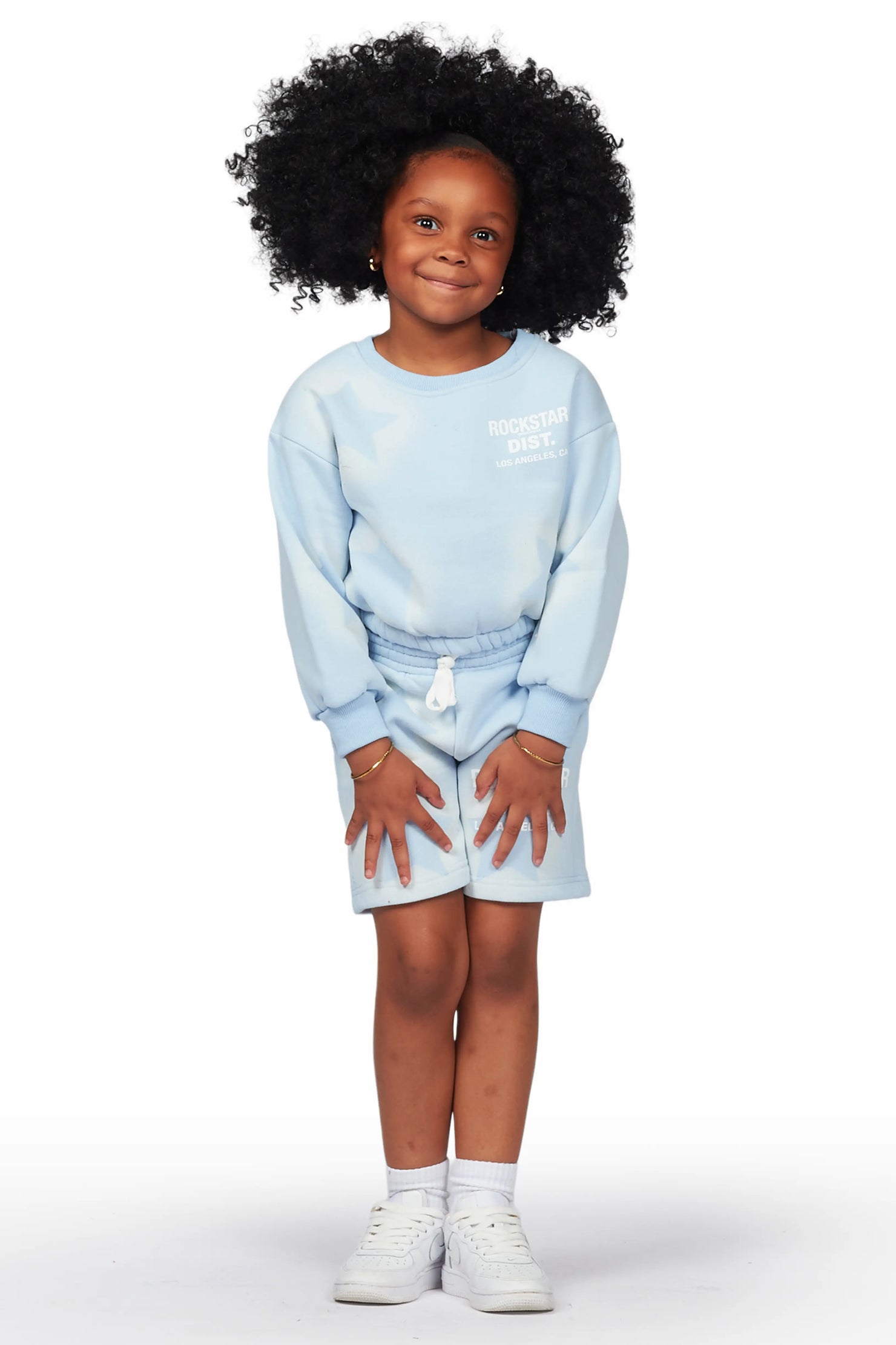 Girls Dally Light Blue Crop Top Short Set