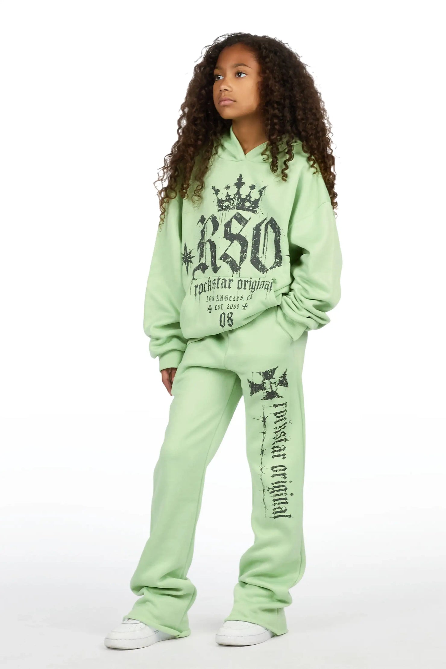 Girls Cicatrix Light Sage Hoodie Track Set