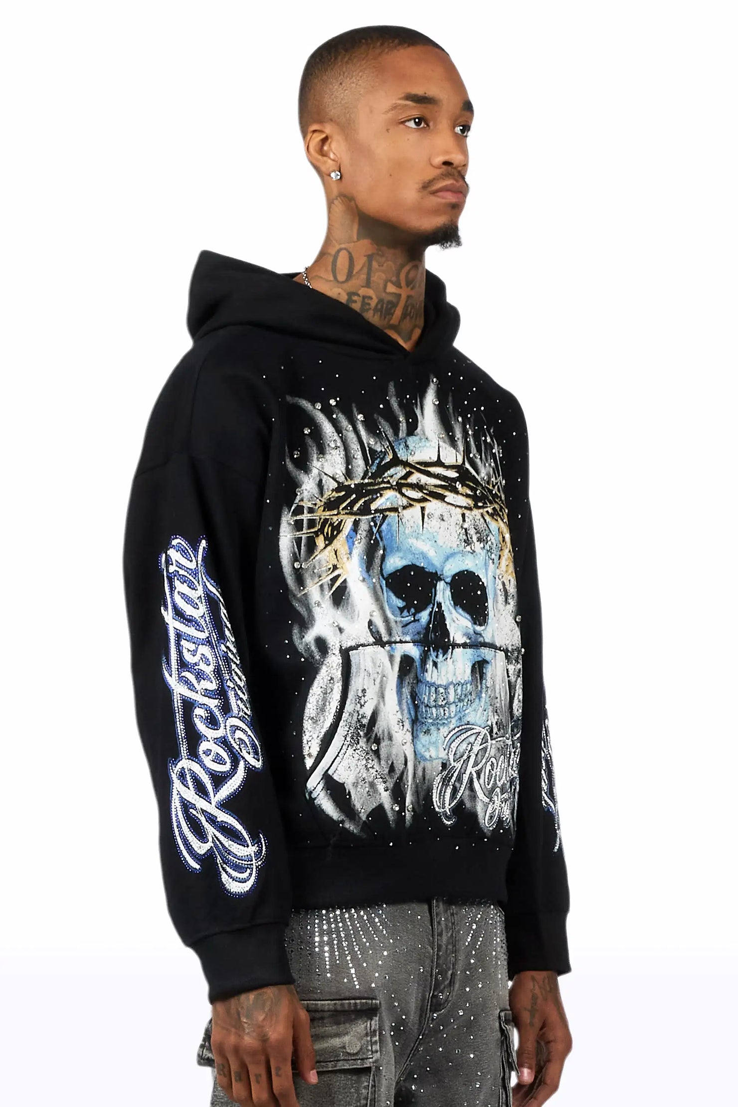 Blaise Black Rhinestone Oversized Hoodie