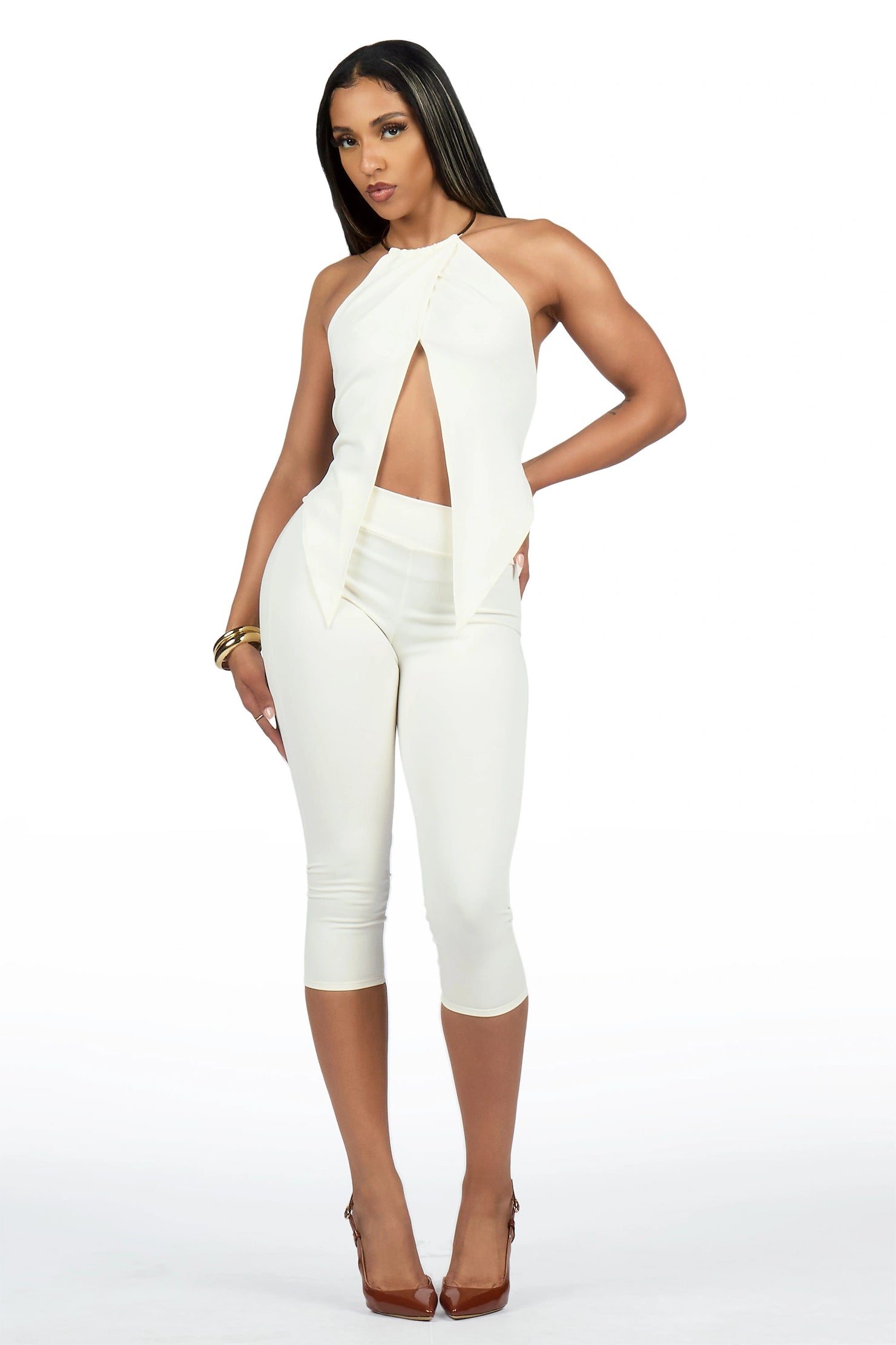 Fly-aay Ivory 2 pc Capri Set