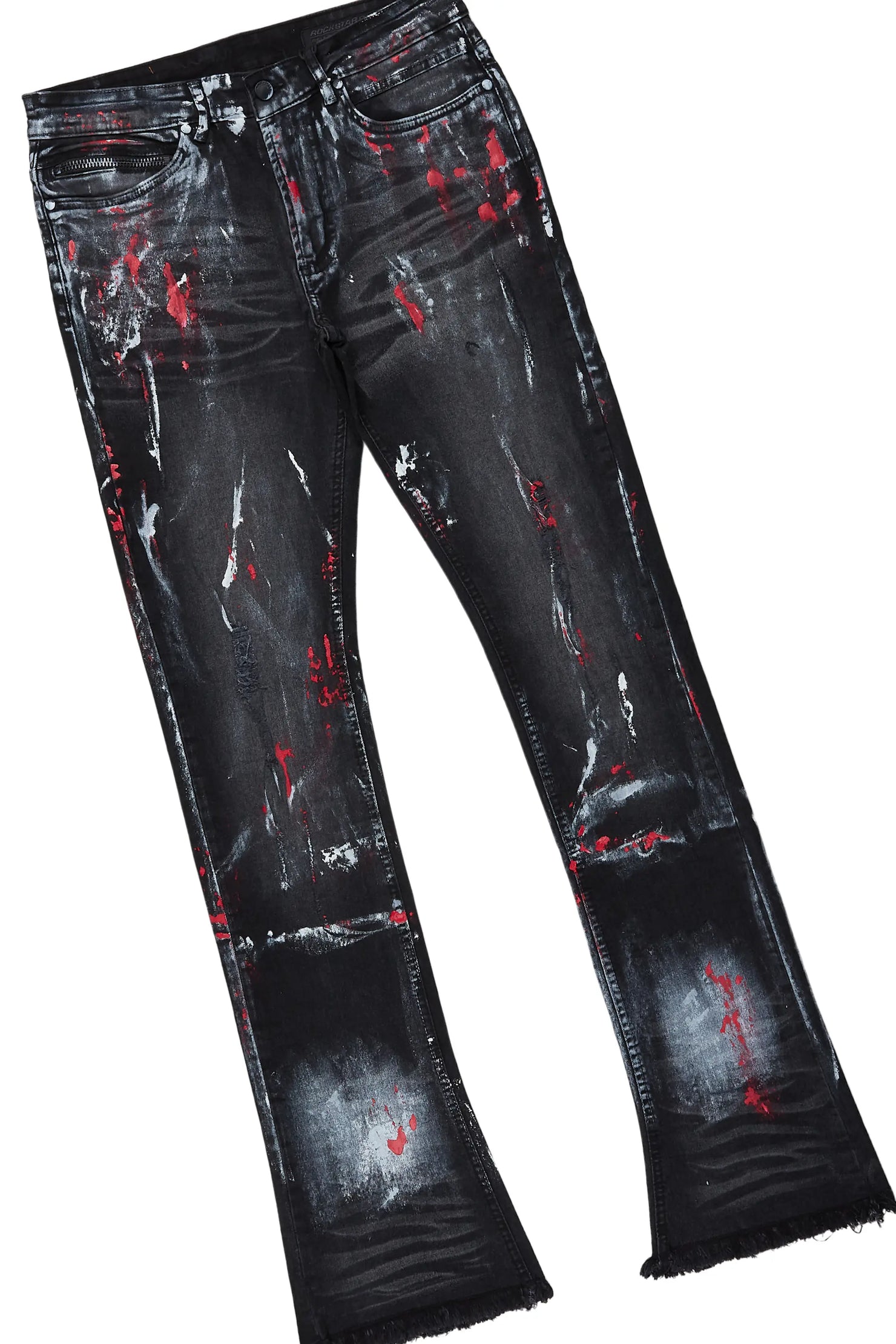 Amina Black/Red T-Shirt/Stacked Flare Jean Set