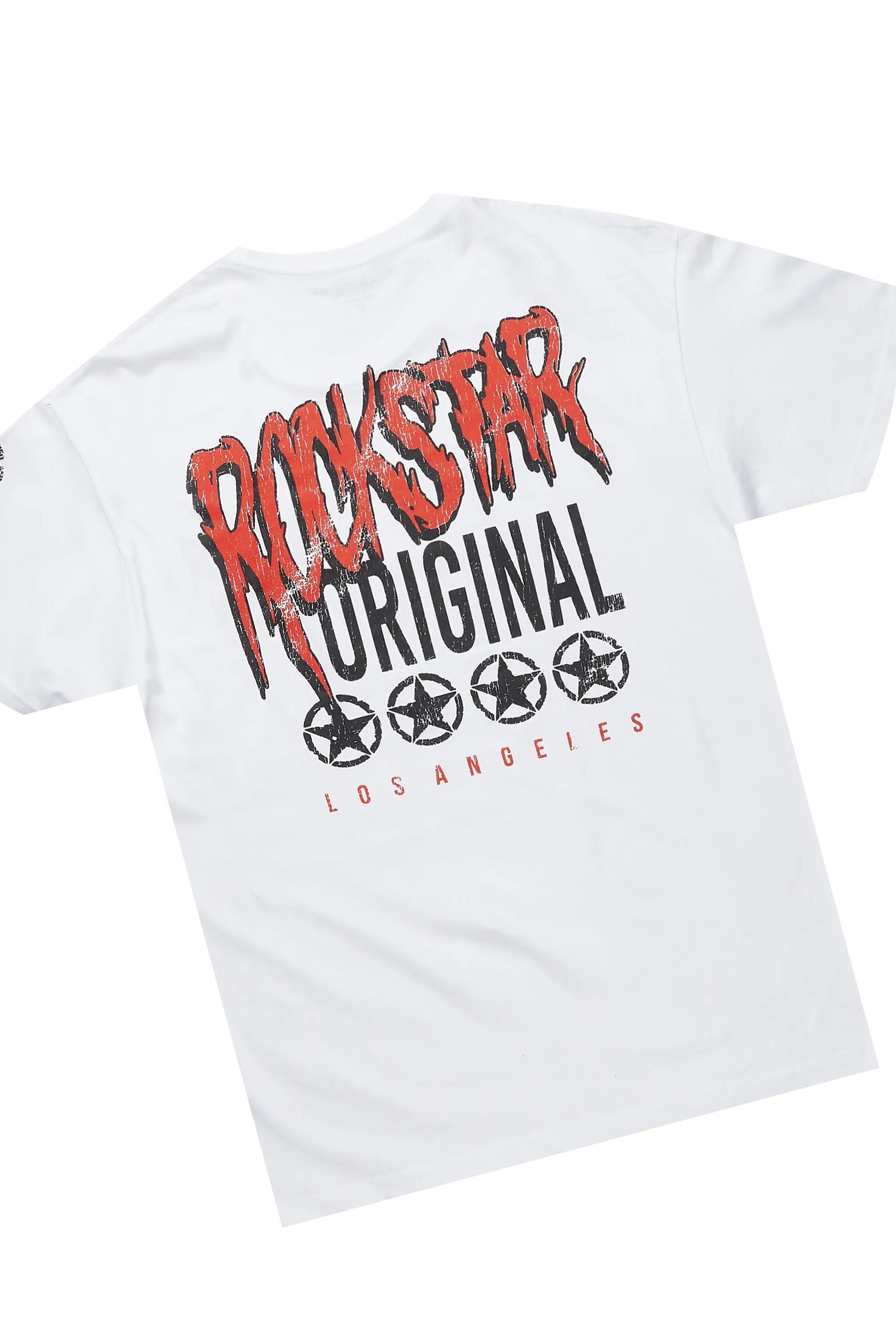 Wizzurd White/Red T-Shirt/Stacked Baggy Track Pant Set