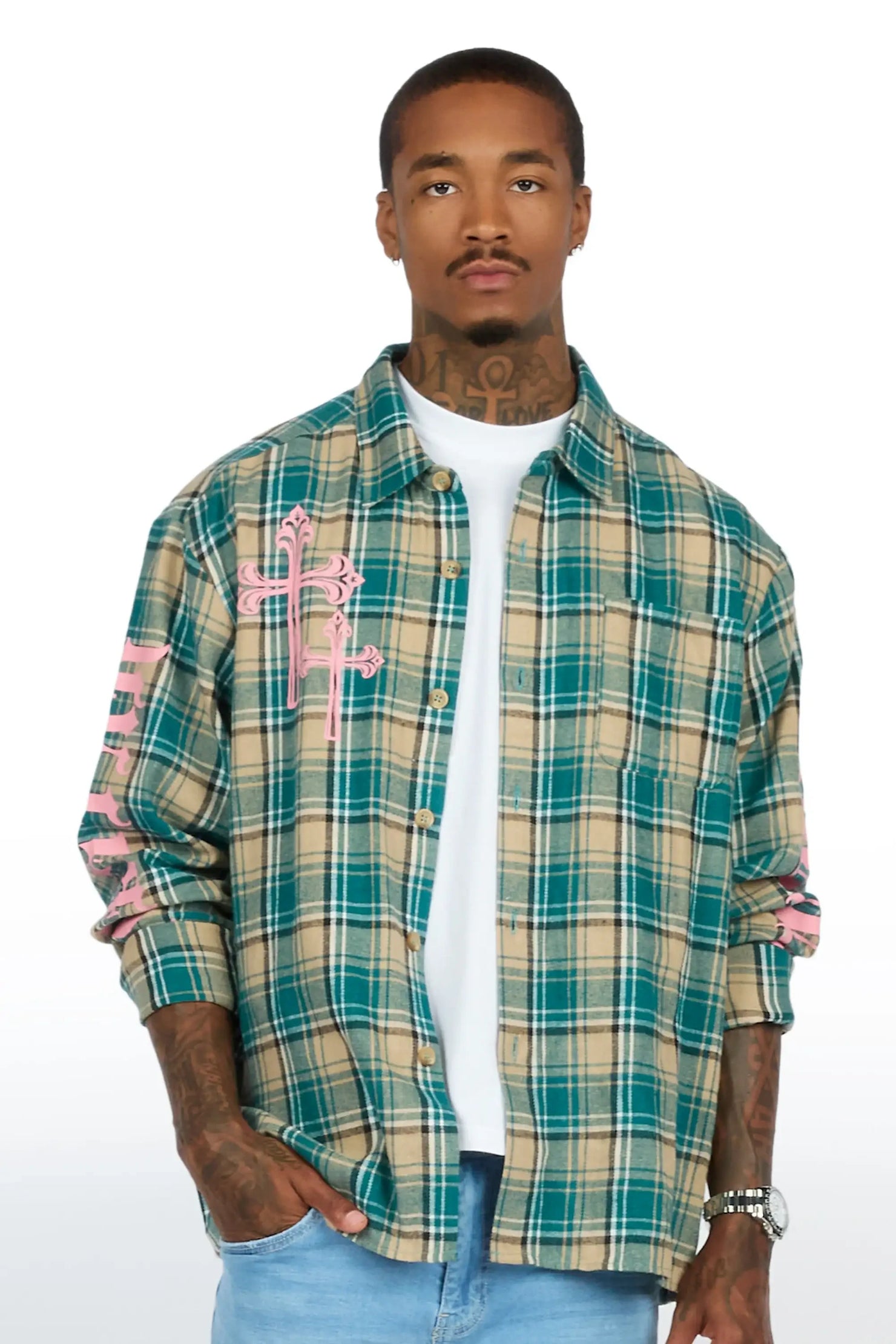 Helder Green Flannel Long Sleeve Shirt