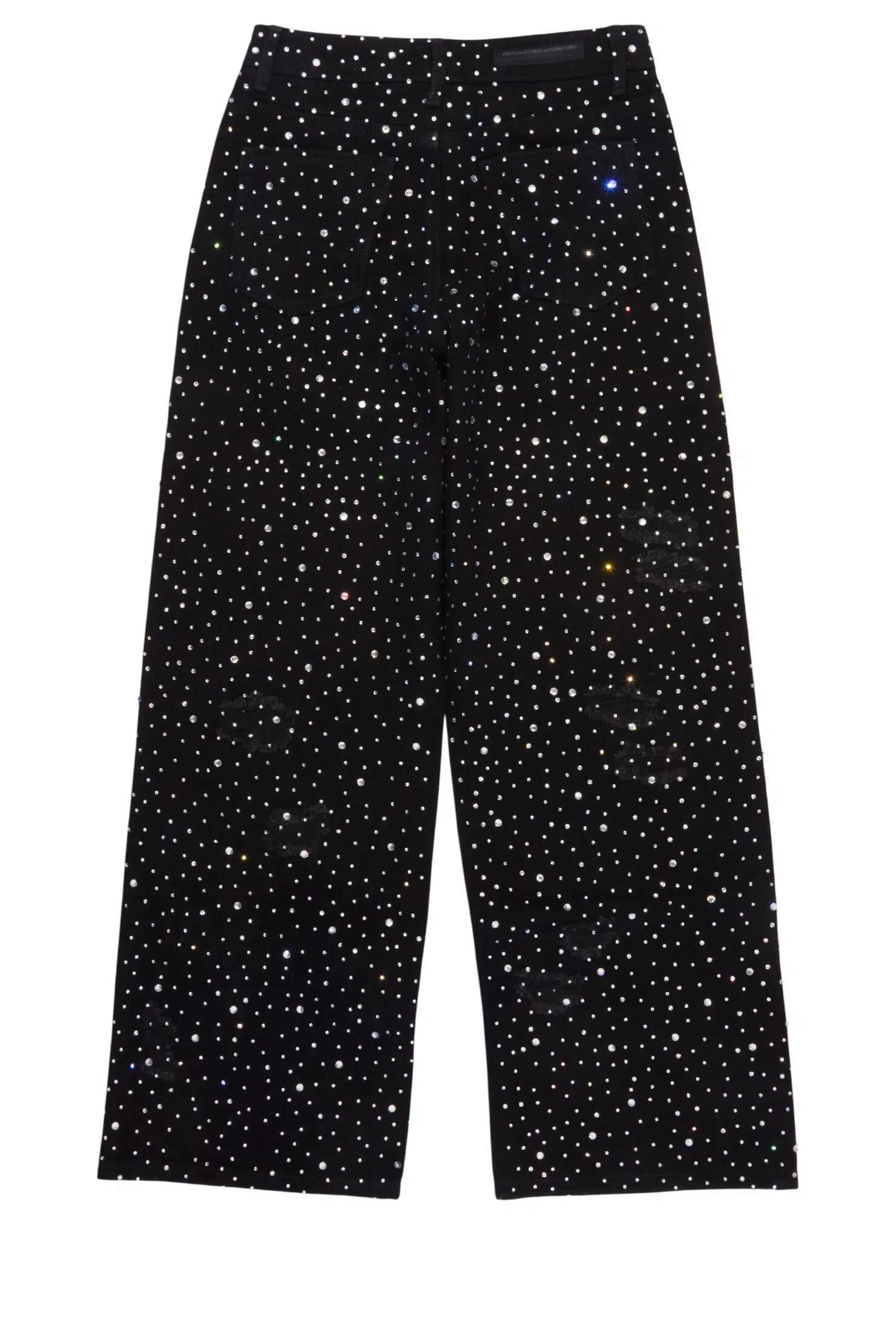 Boys Discolite Jet Black Rhinestone Baggy Jean