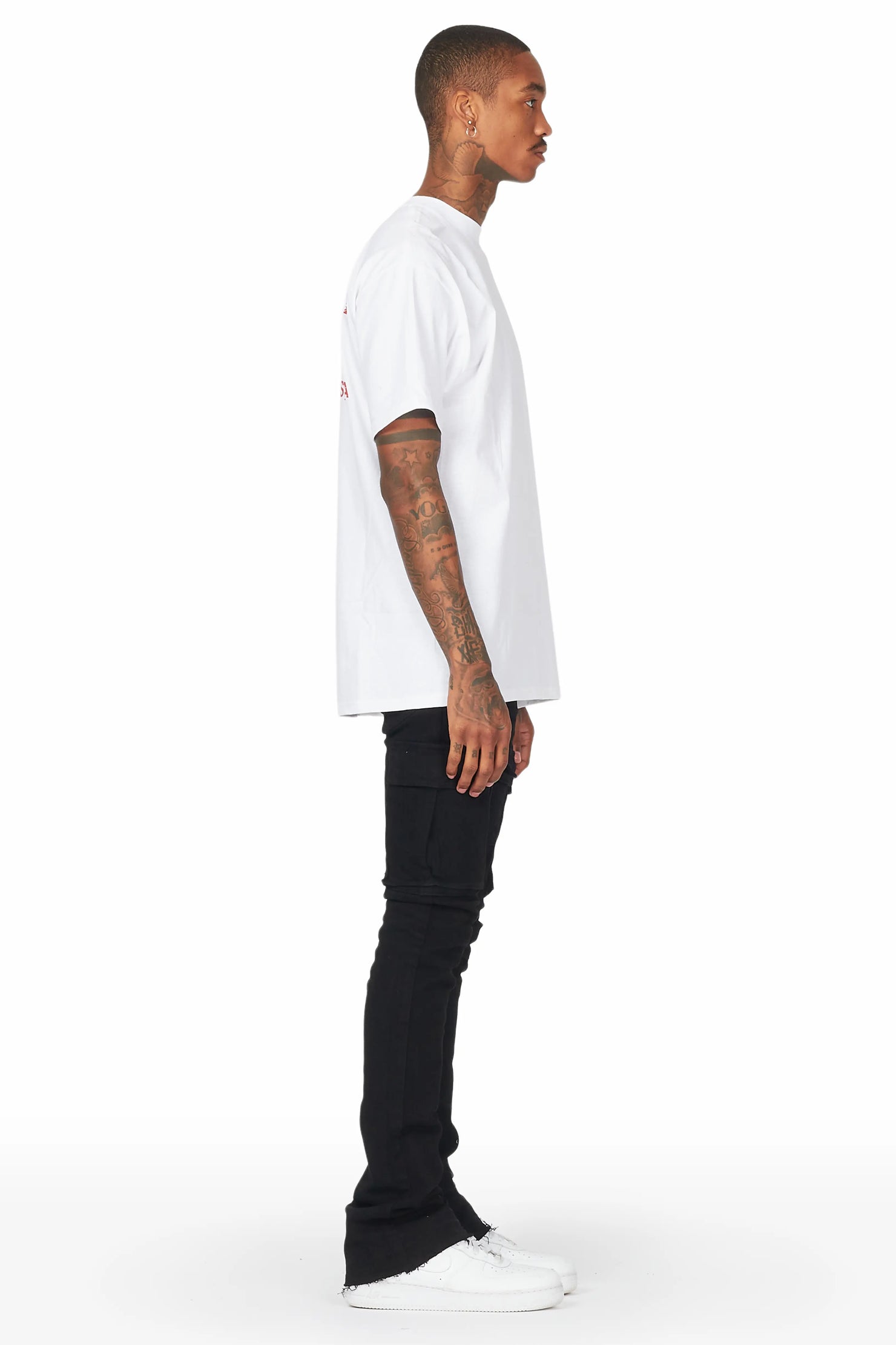 Sarg Black Cargo Stacked Flare Jean