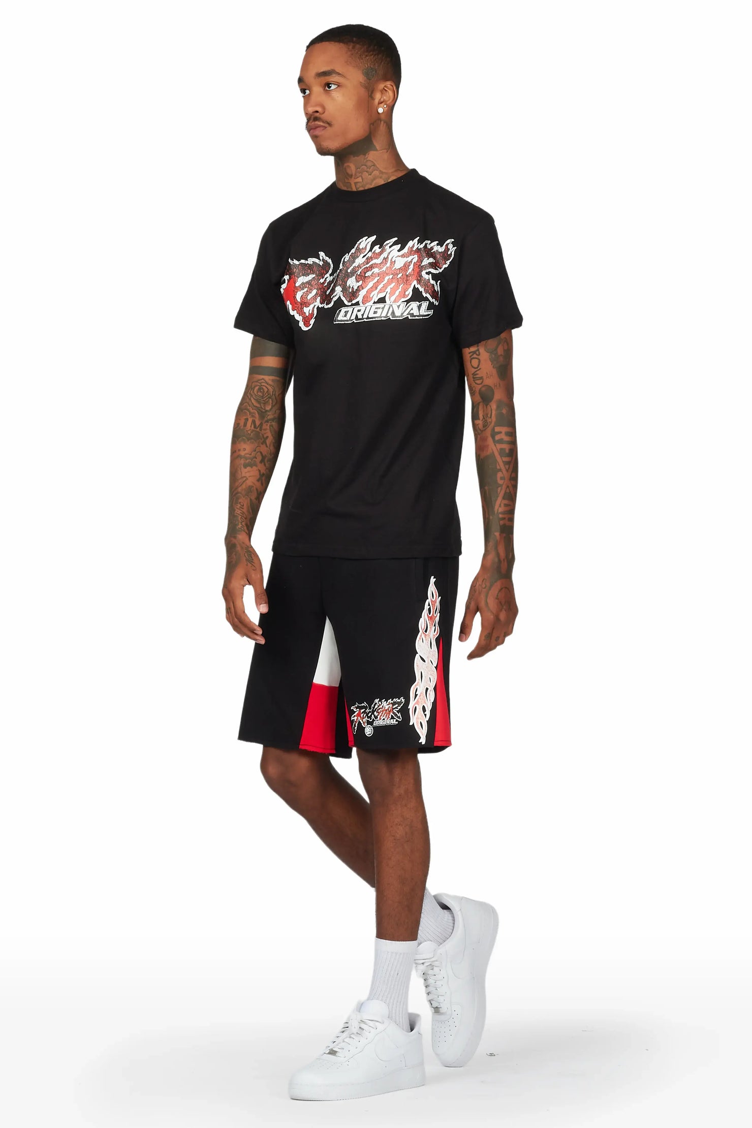 Yash Black T-Shirt Short Set